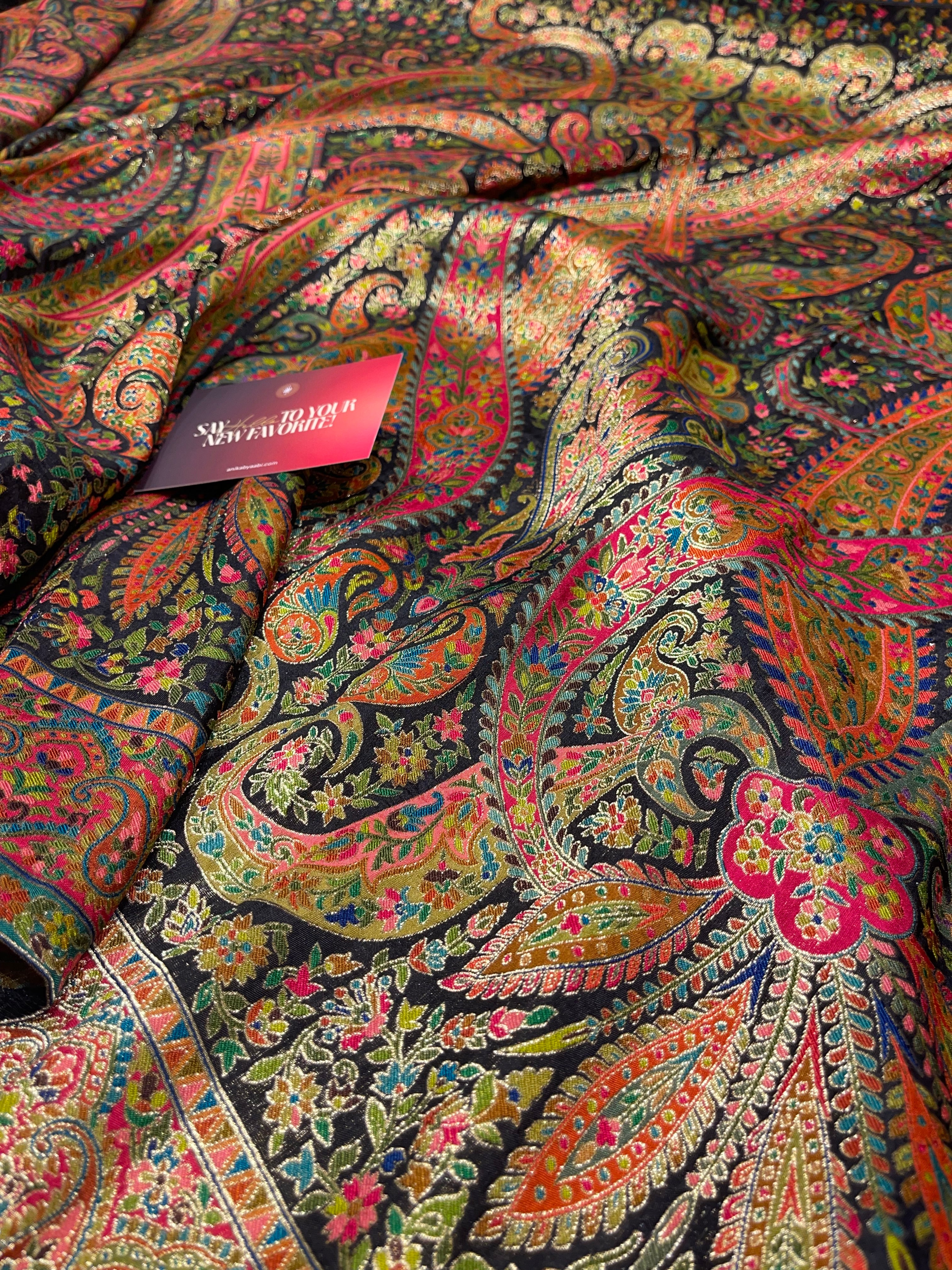 Pashmina silk saree - Black Elegance PS05