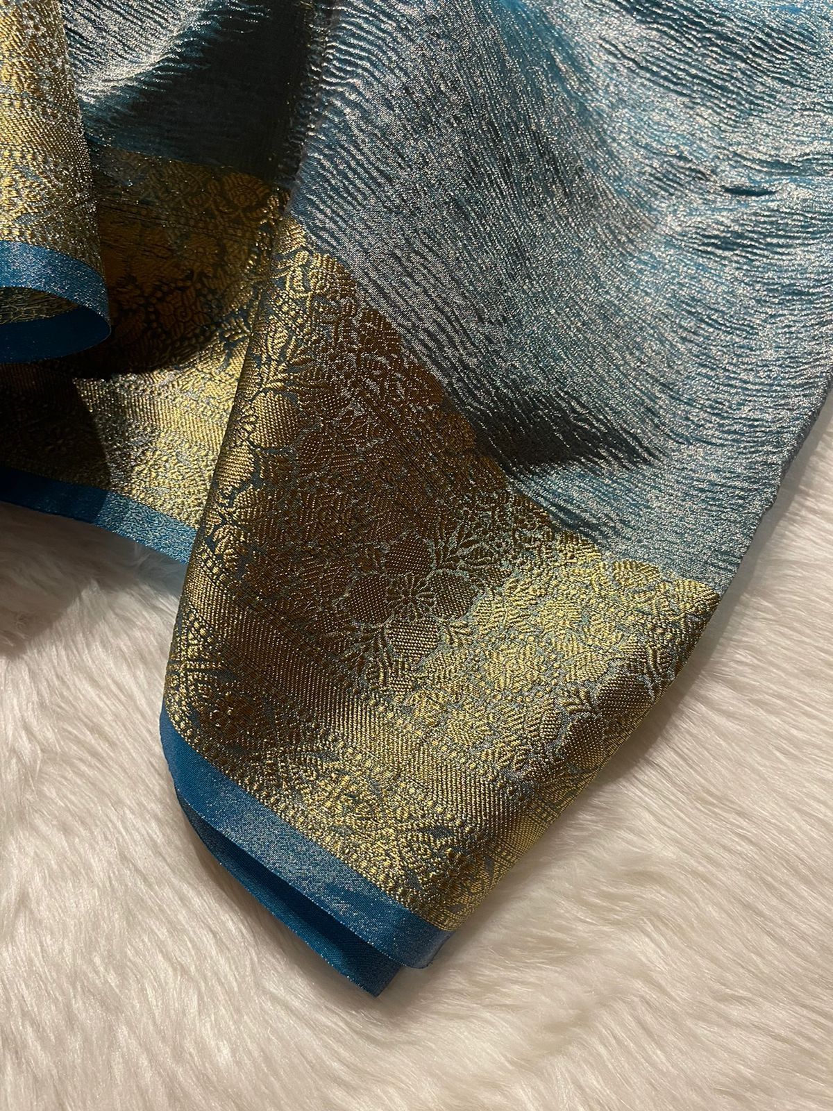 CRUSH-METALLIC BLUE SAREE