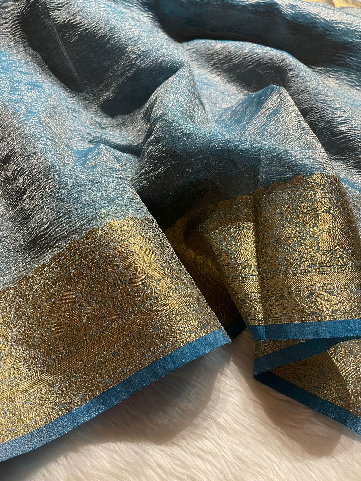 CRUSH-METALLIC BLUE SAREE