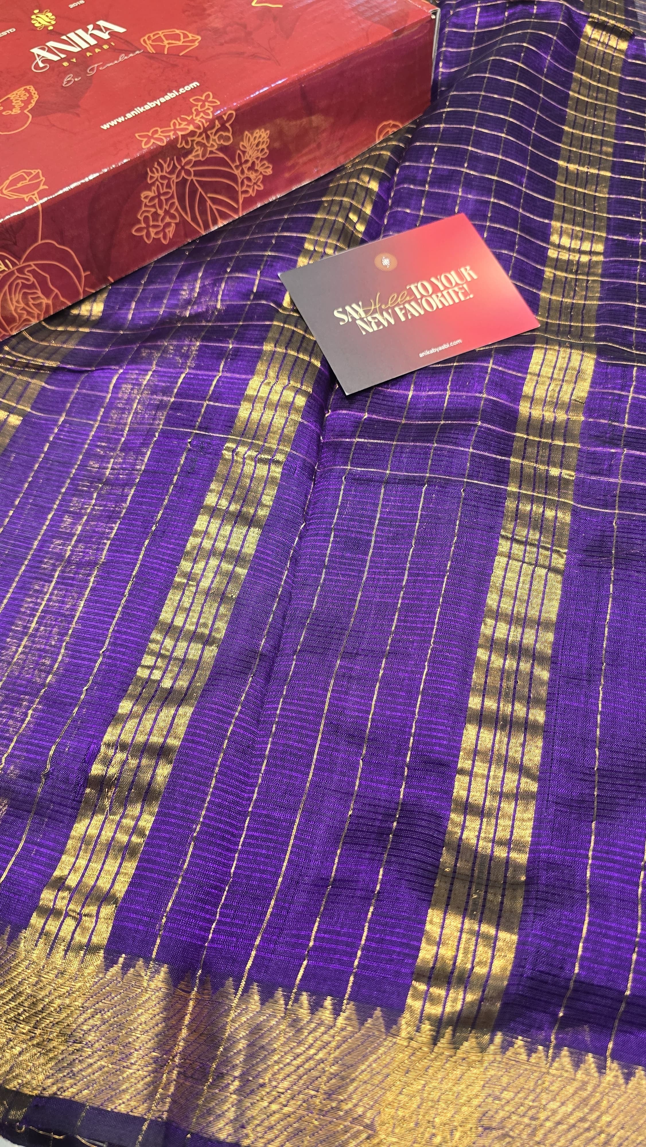 Anika's Handloom Mangalagiri pure silk saree -violet