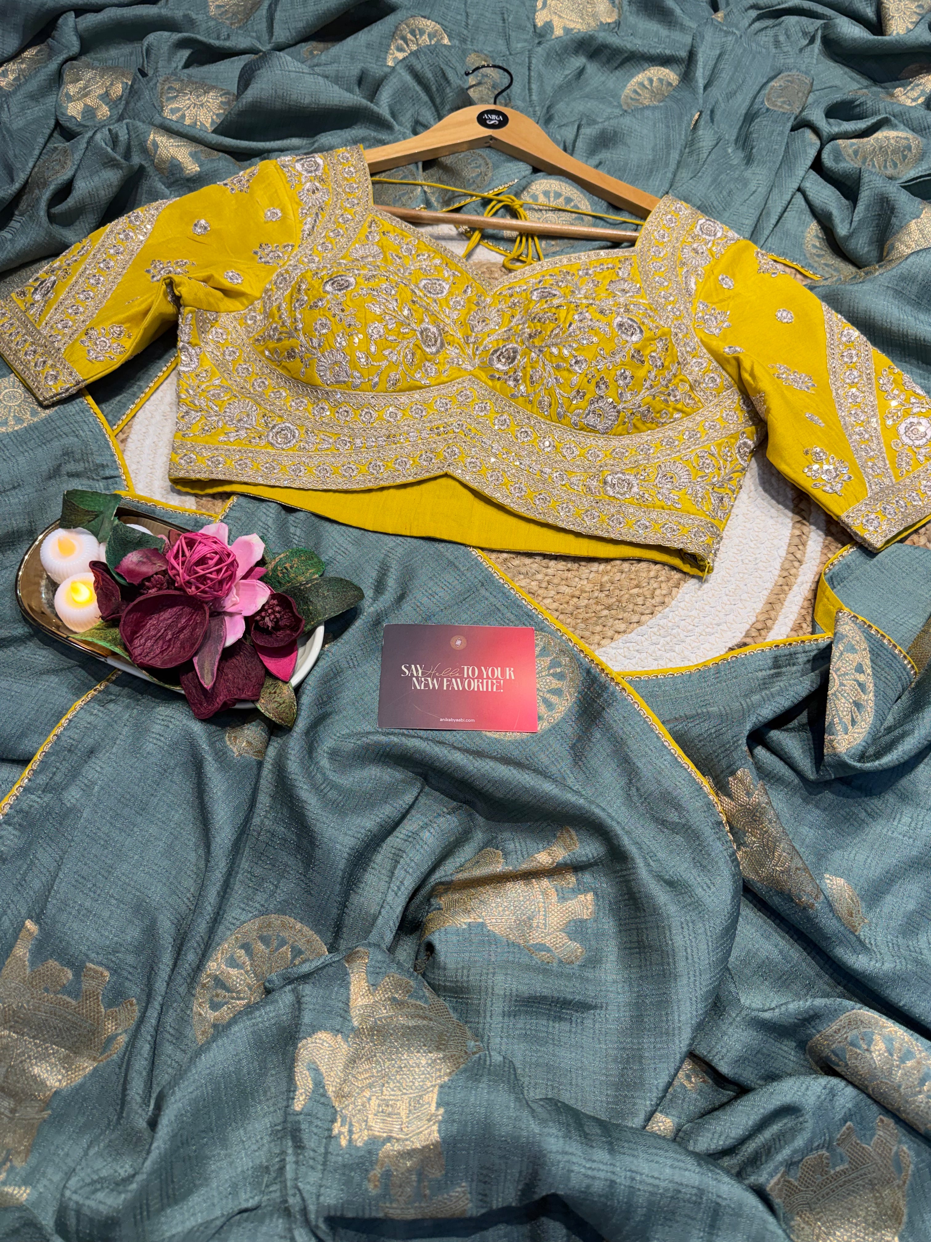 Semi Tussar silk saree SSB02 - SAKHI