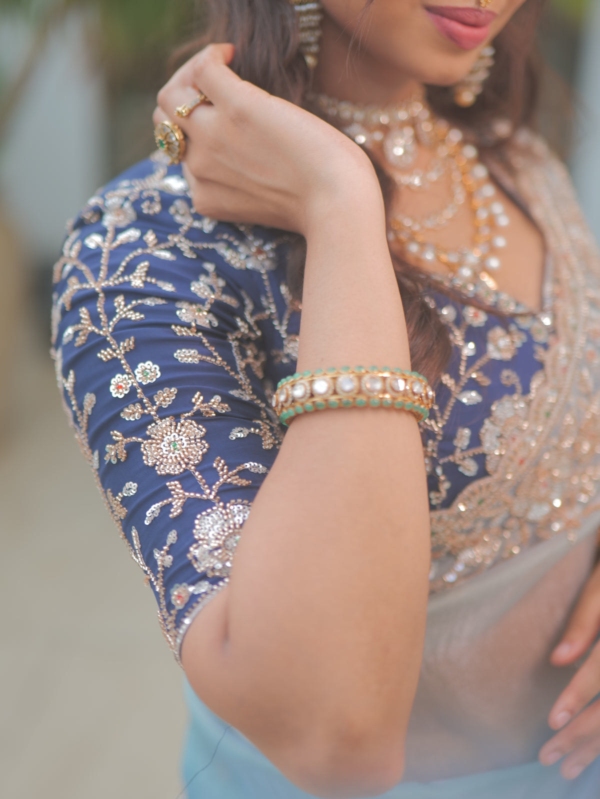 Anika's Dark & Light Blue ombré Tone Designer Saree -Anaya Festive Edit AA15