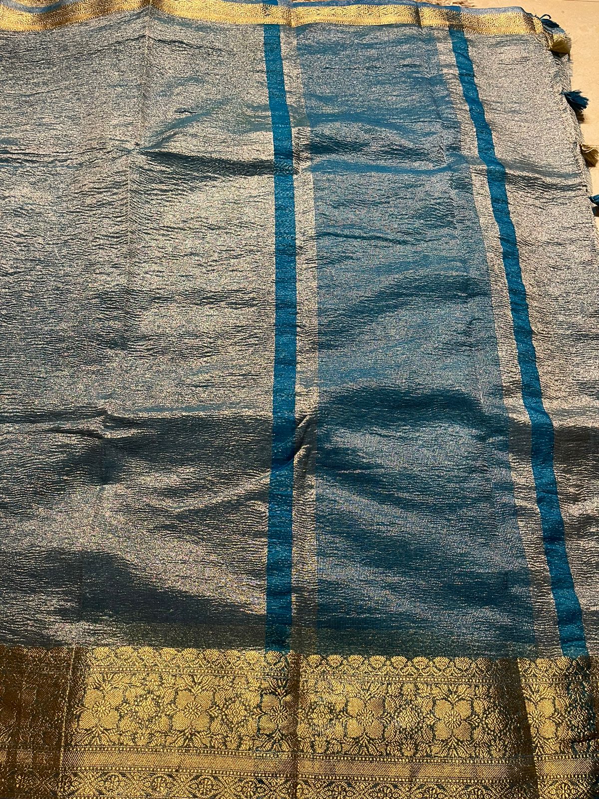 CRUSH-METALLIC BLUE SAREE