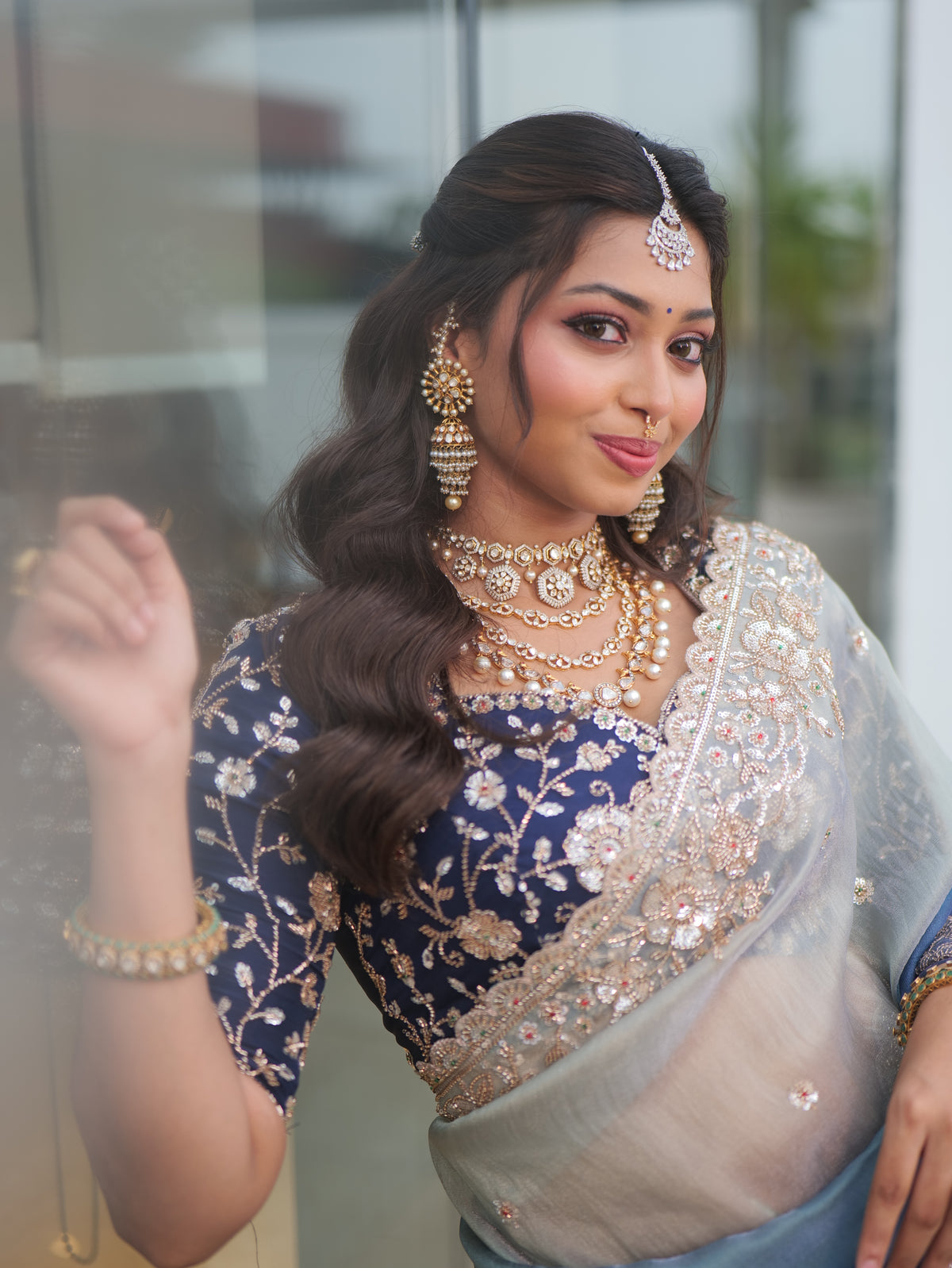 Anika's Dark & Light Blue ombré Tone Designer Saree -Anaya Festive Edit AA15