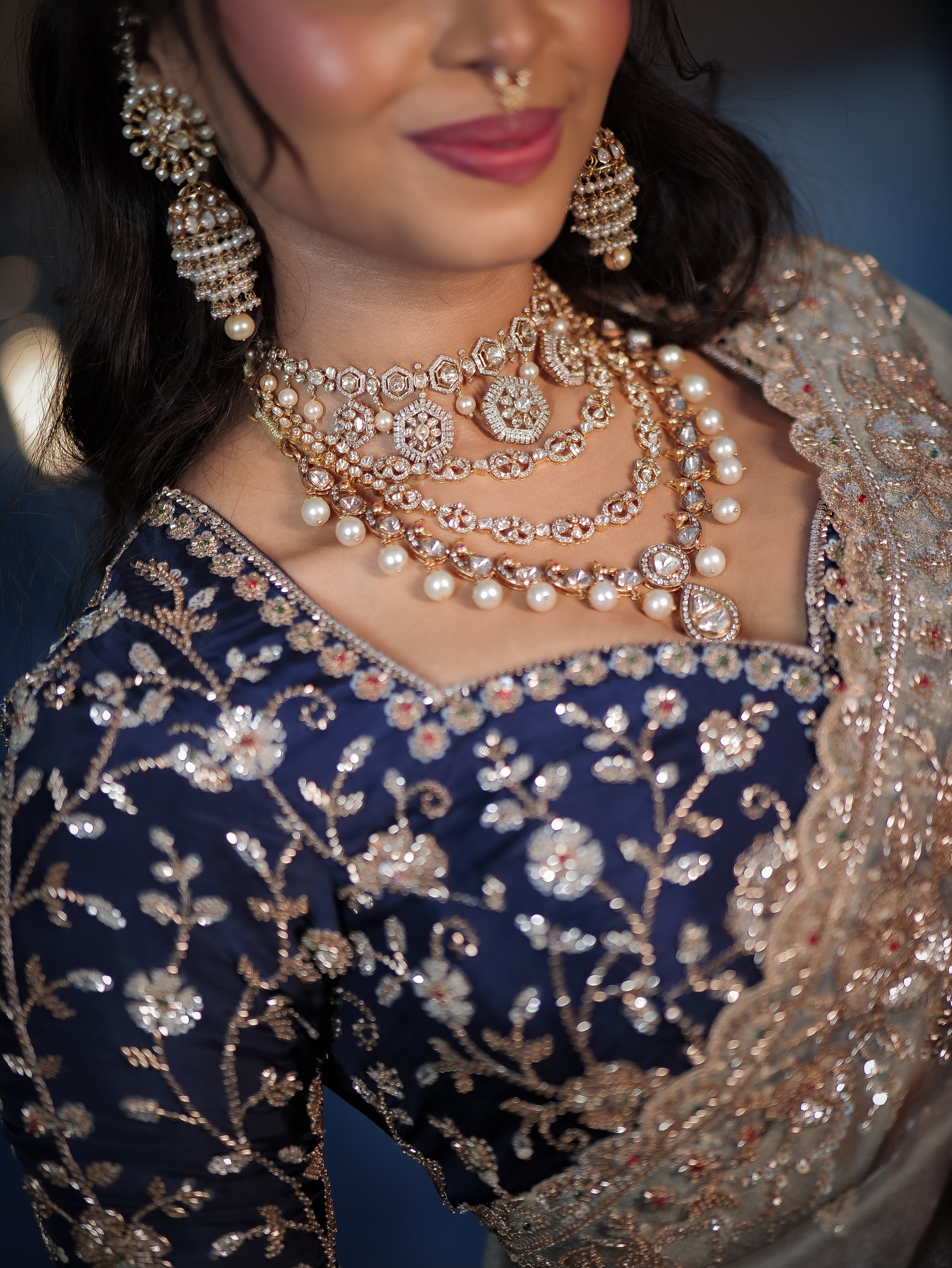 Anika's Dark & Light Blue ombré Tone Designer Saree -Anaya Festive Edit AA15