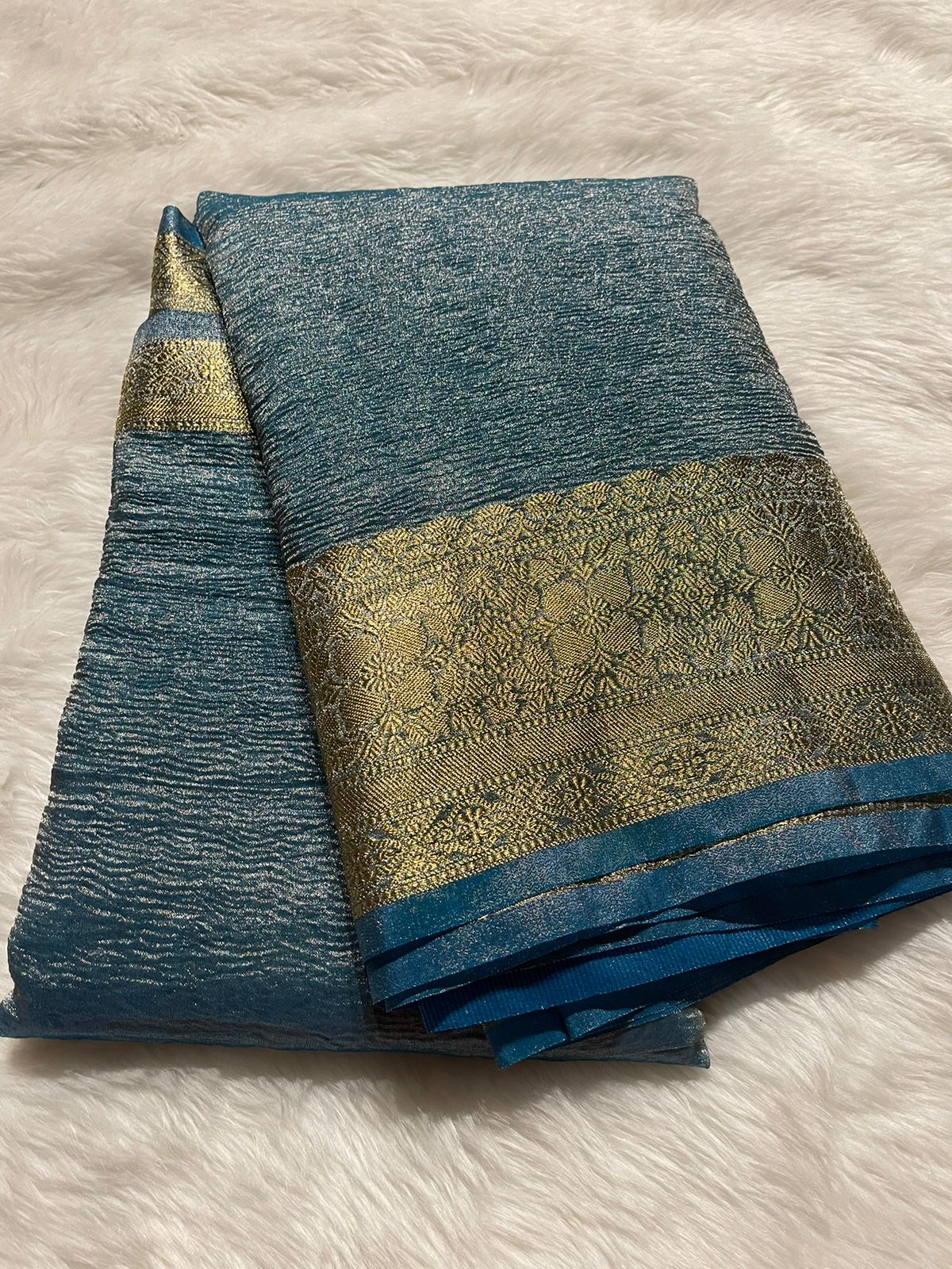CRUSH-METALLIC BLUE SAREE