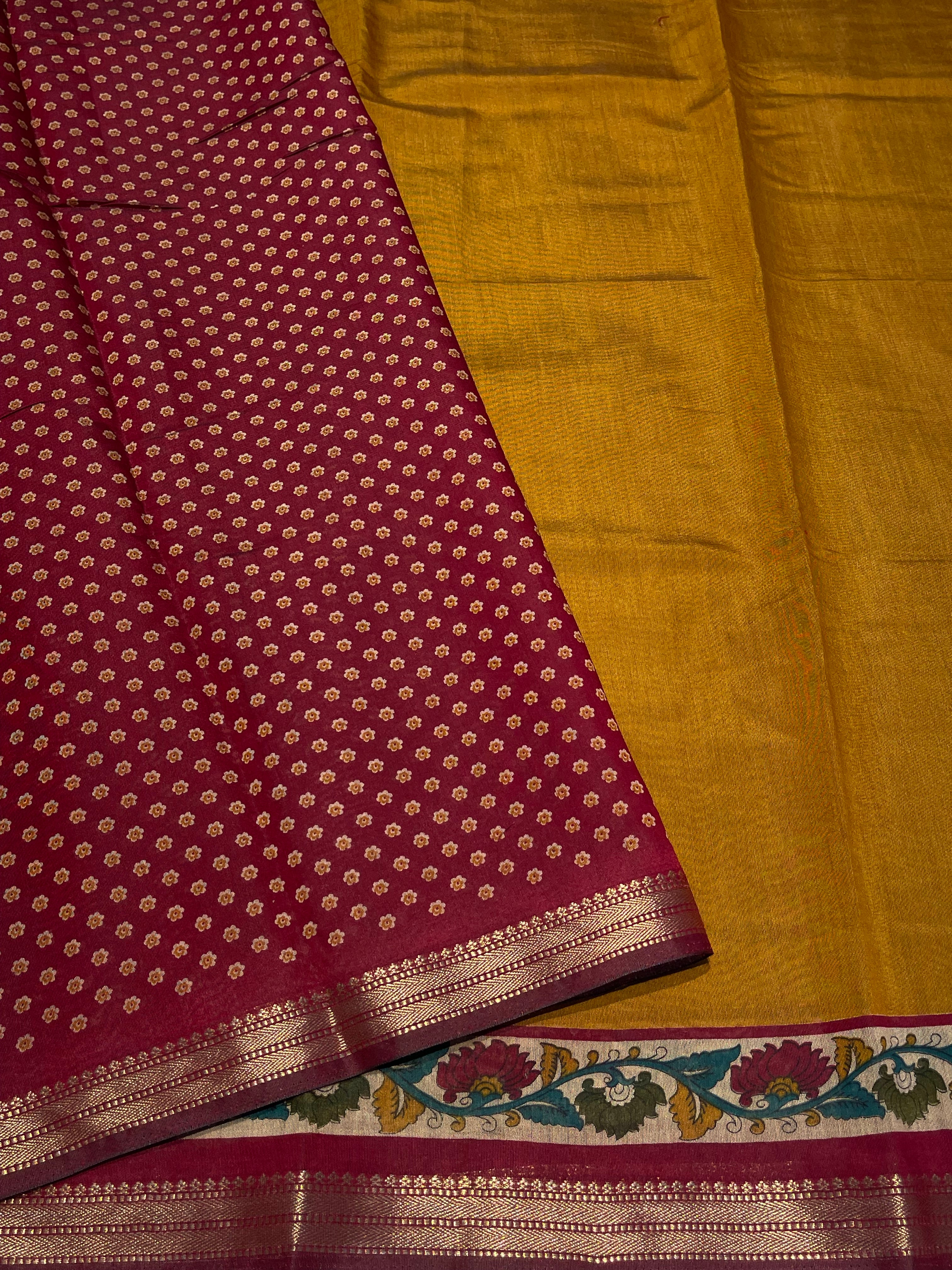 MANGALA - MUSTARD YELLOW COTTON SILK SAREEM