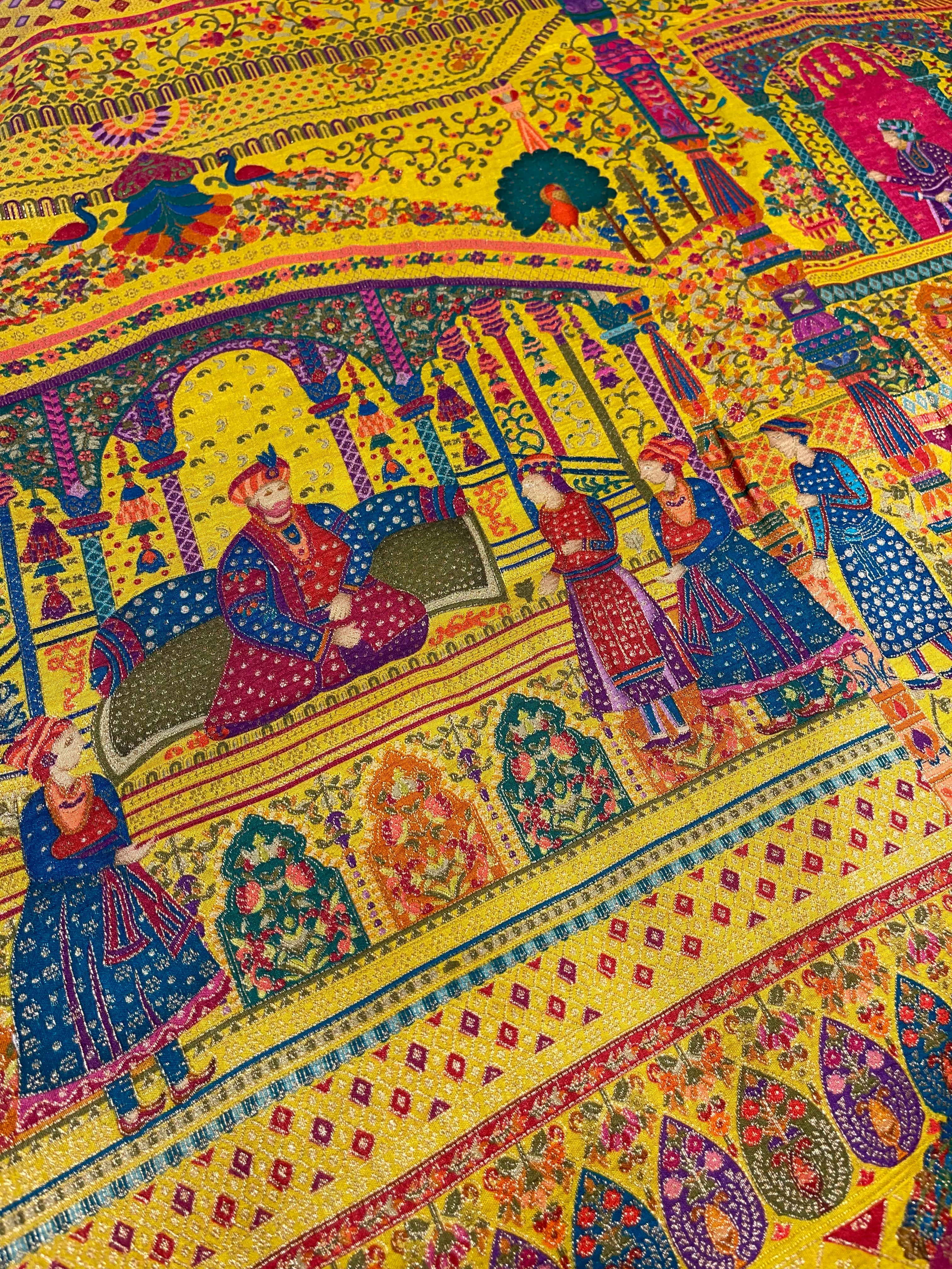 Pashmina silk saree - yellow Brocade PS02