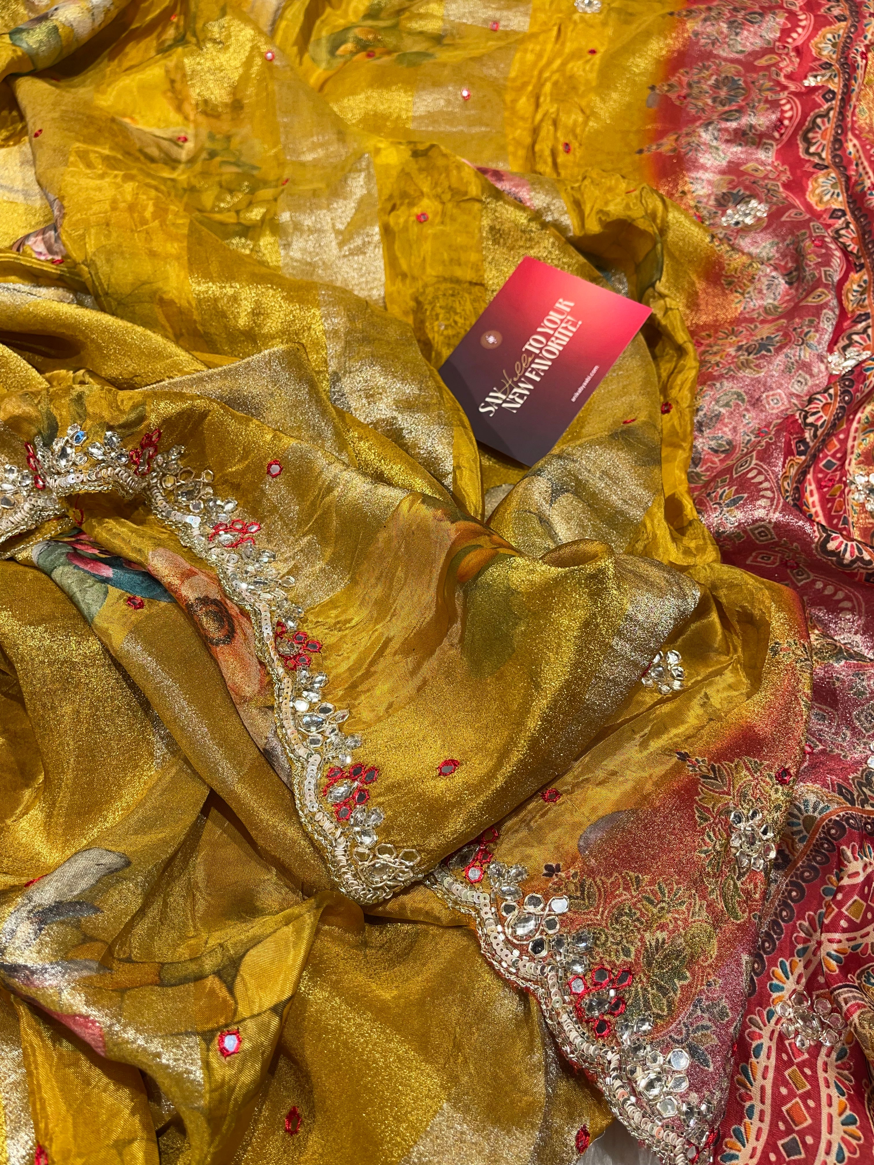 Anika's Floral delight - yellow designer saree aa36