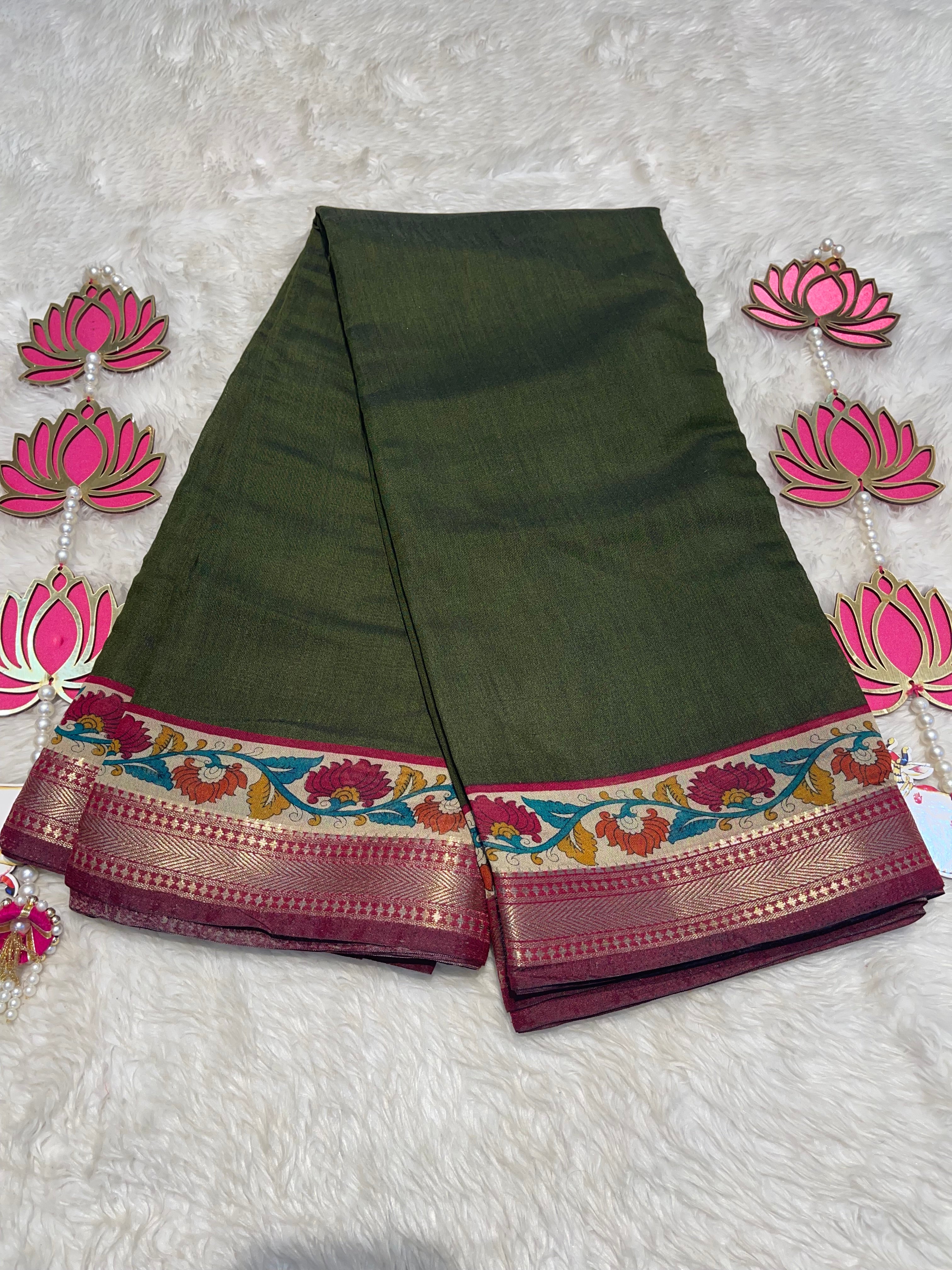 MANGALA - GREEN COTTON SILK SAREE
