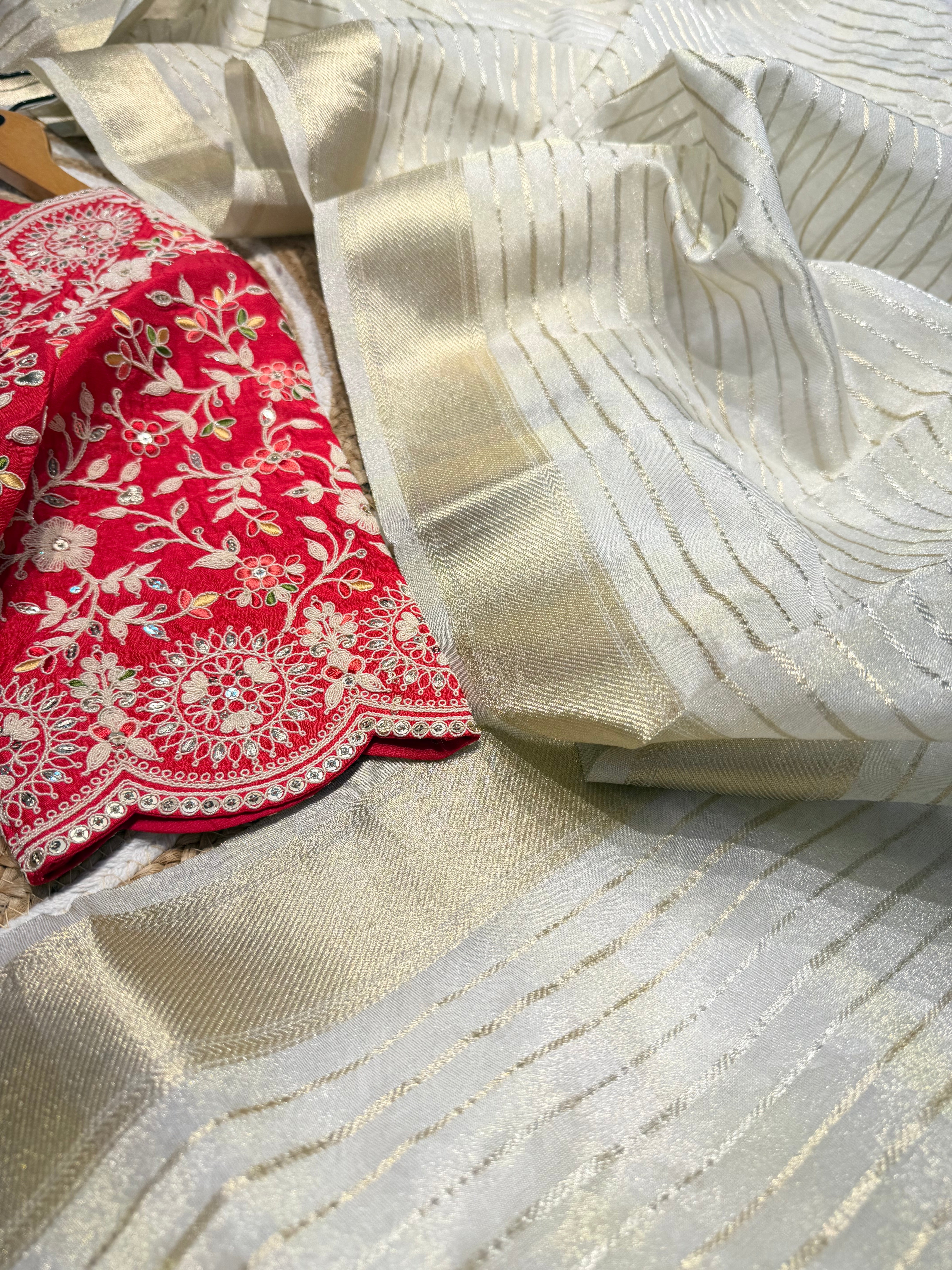 Banarasi Tissue silk with Red Blouse SSB01 - SAKHI