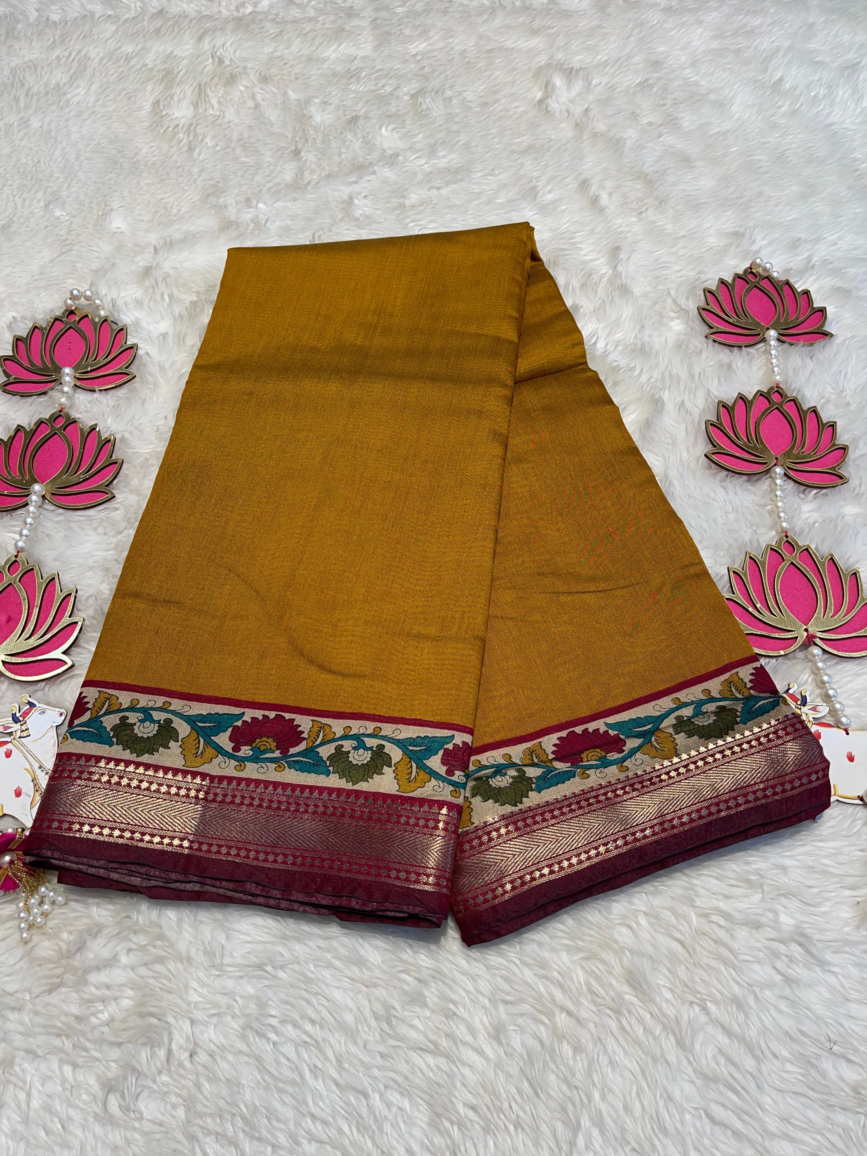 MANGALA - MUSTARD YELLOW COTTON SILK SAREEM