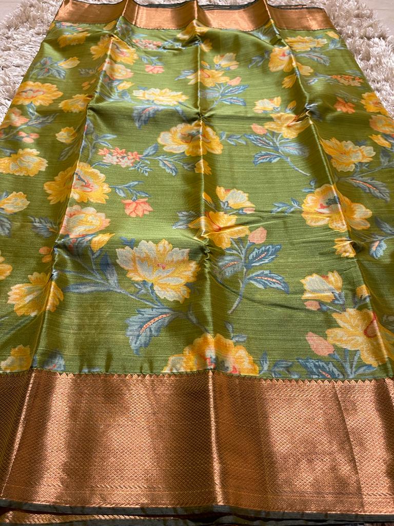 SWAYAMVARAM FLORA- GREEN SAREE