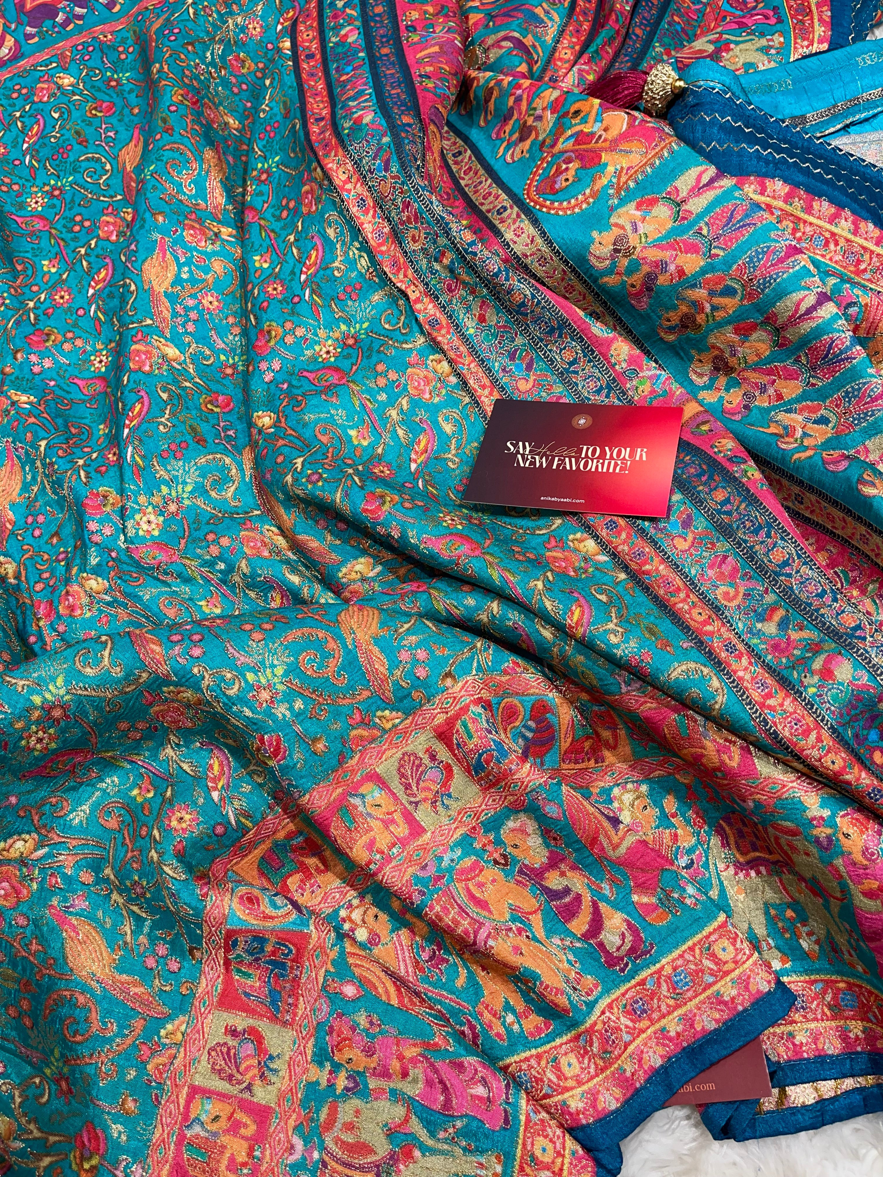 Pashmina Pure Munga silk saree - RAMABLUE