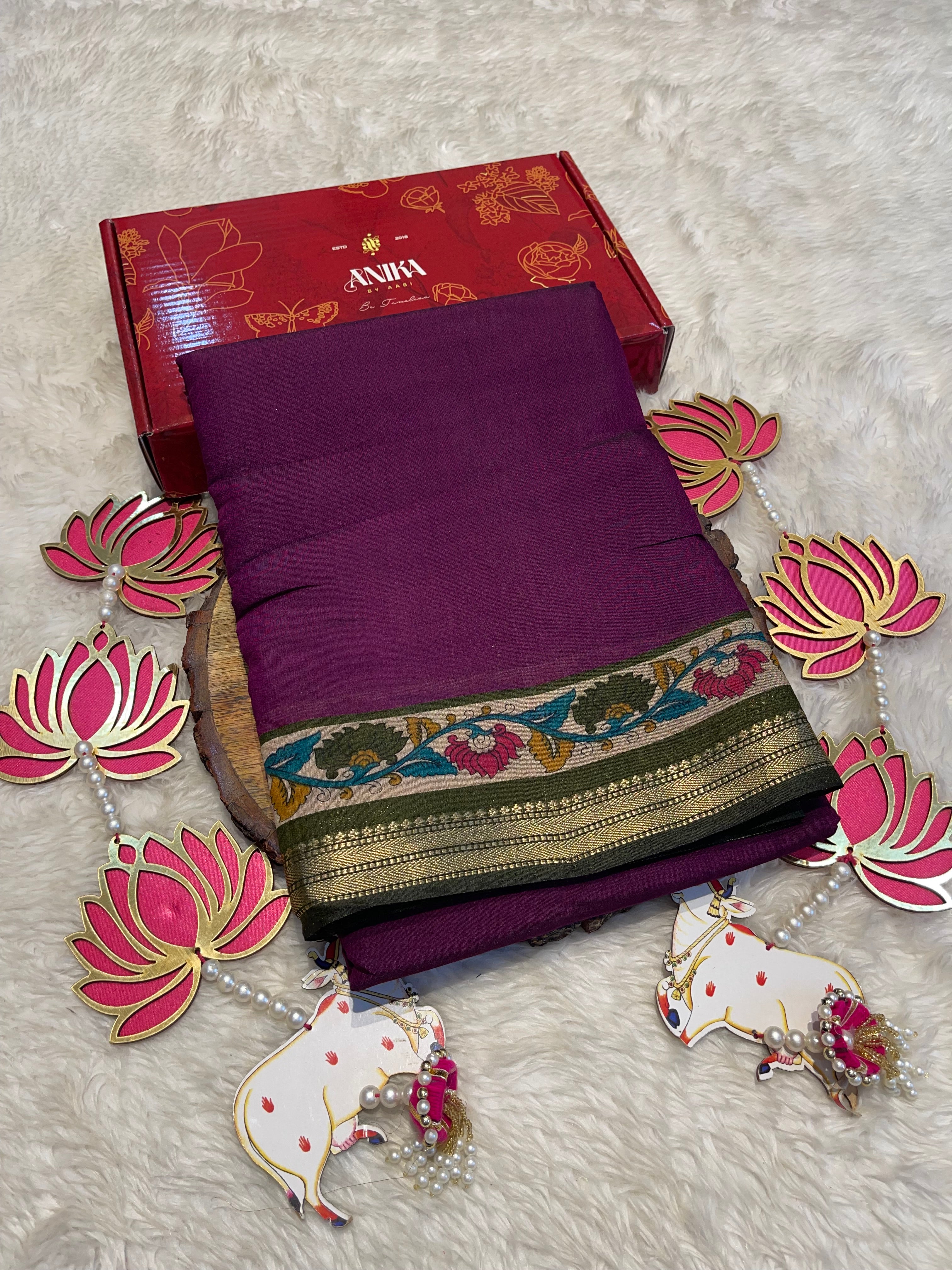 MANGALA - PURPLE COTTON SILK SAREE