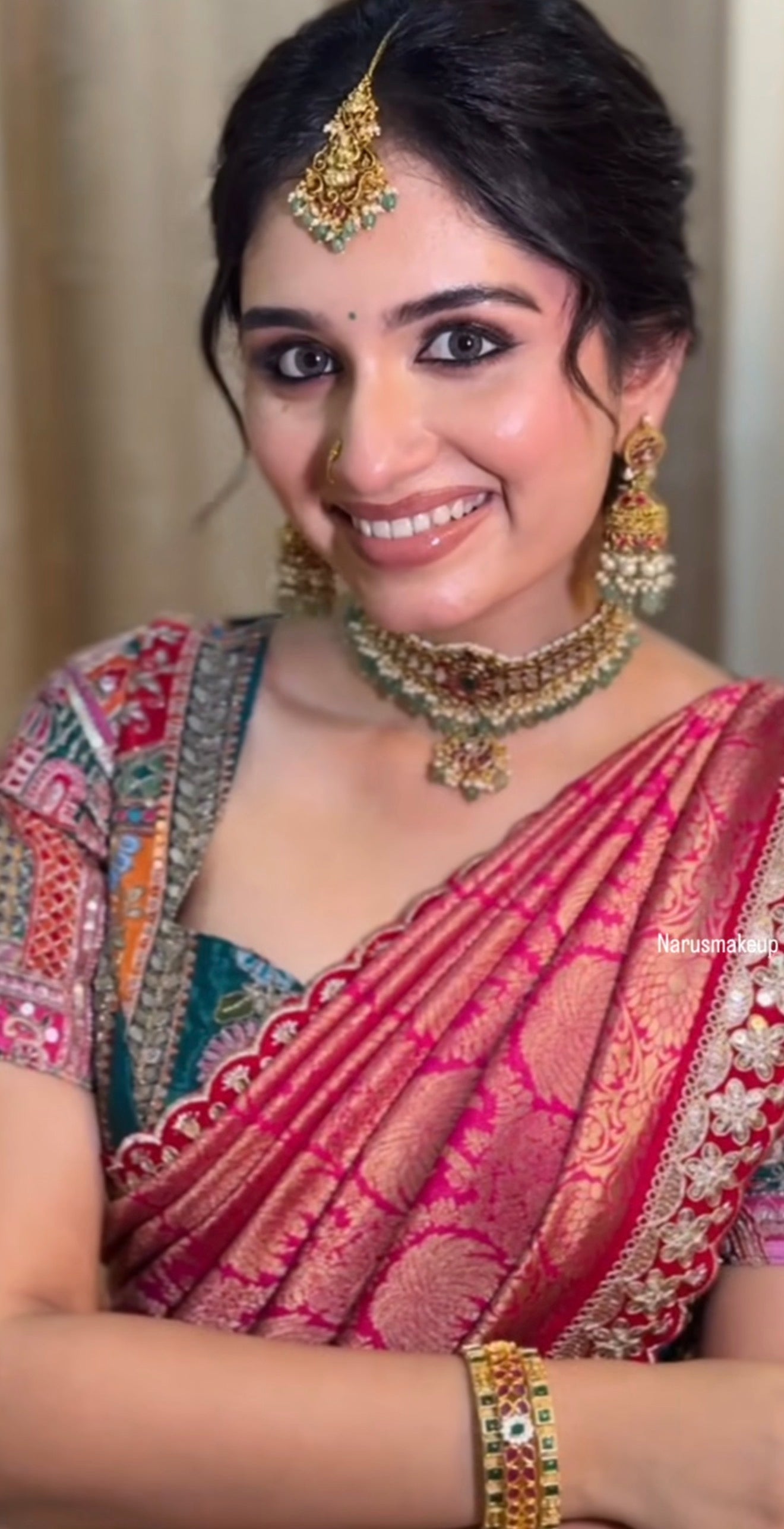 Rani Pink Brocade Banarasi Silk Saree With Lace