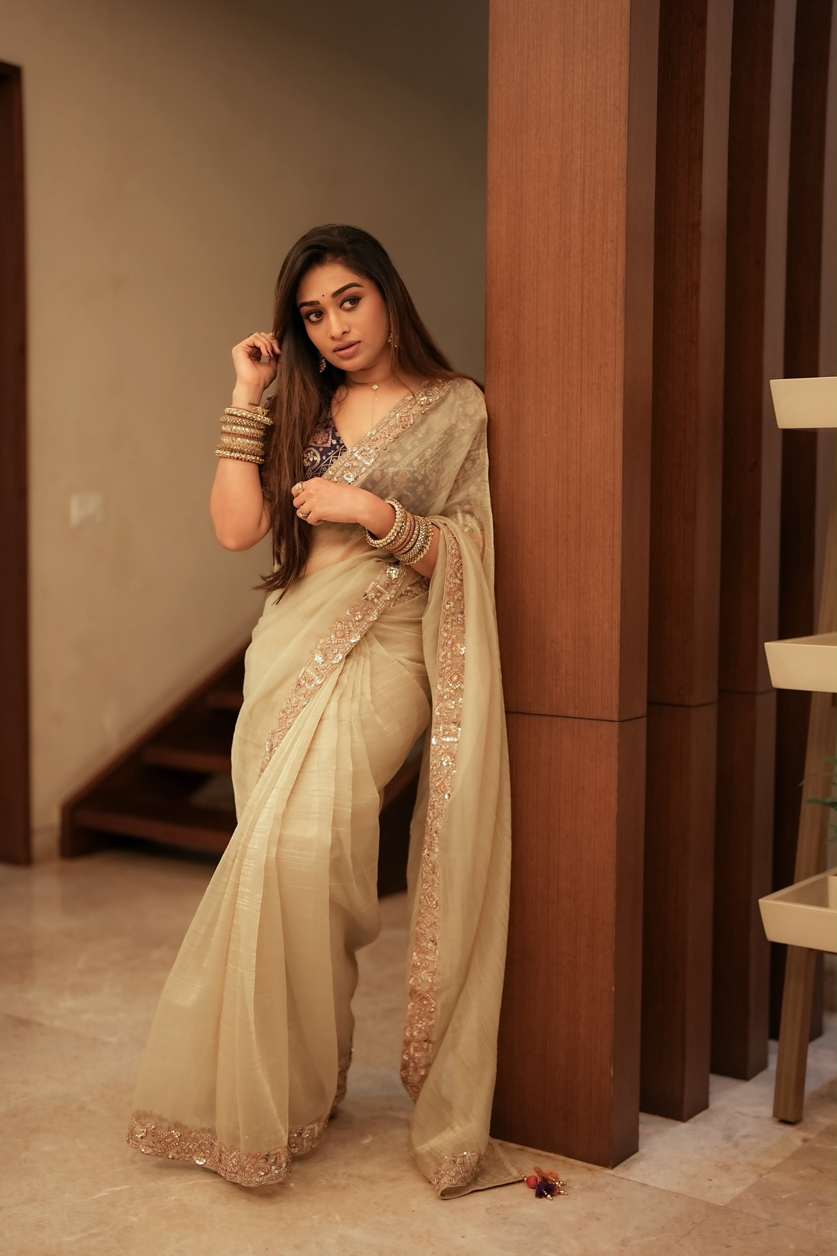 Beige Designer Saree -Anaya Festive Edit - AA32