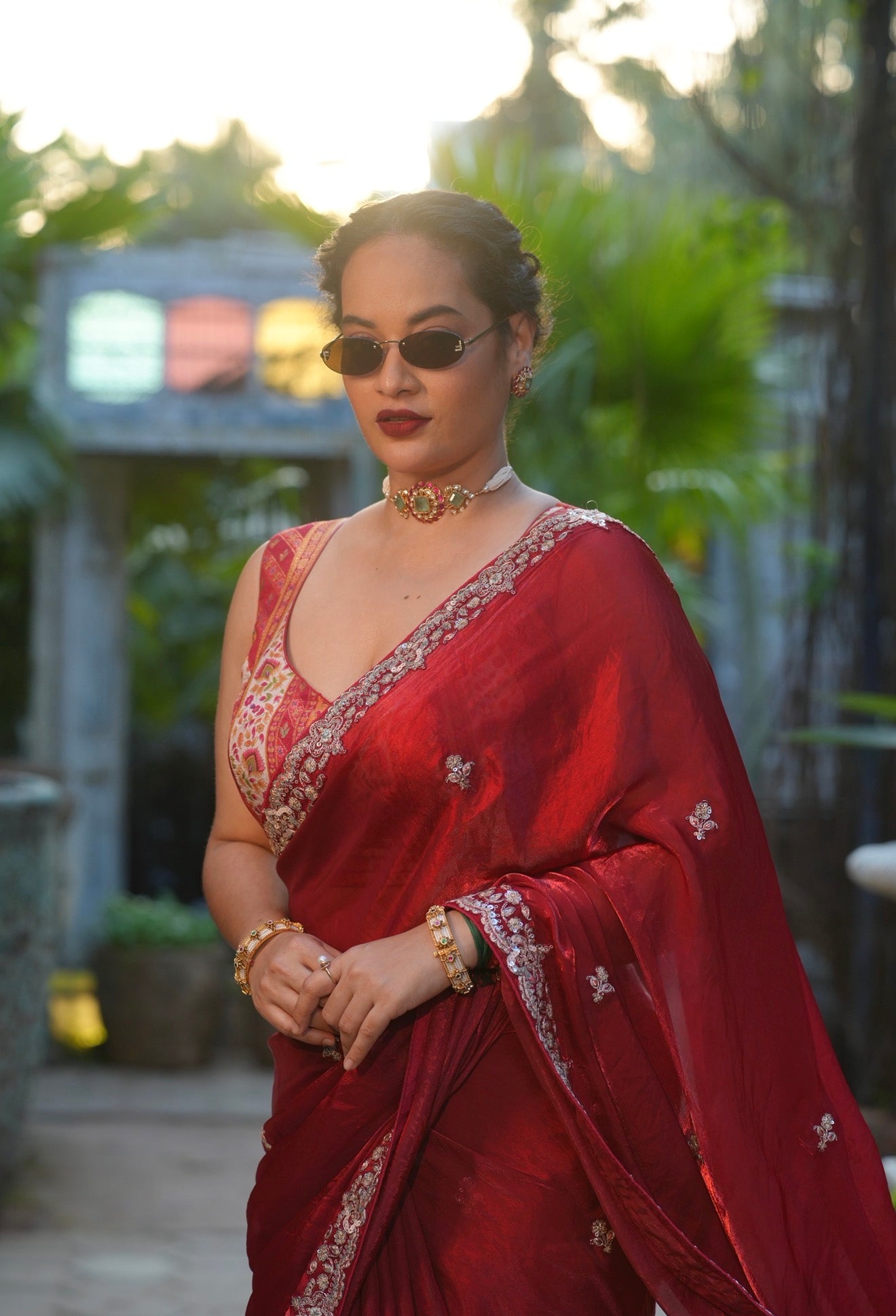 Red plum Designer Saree -Anaya Festive Edit - AA36