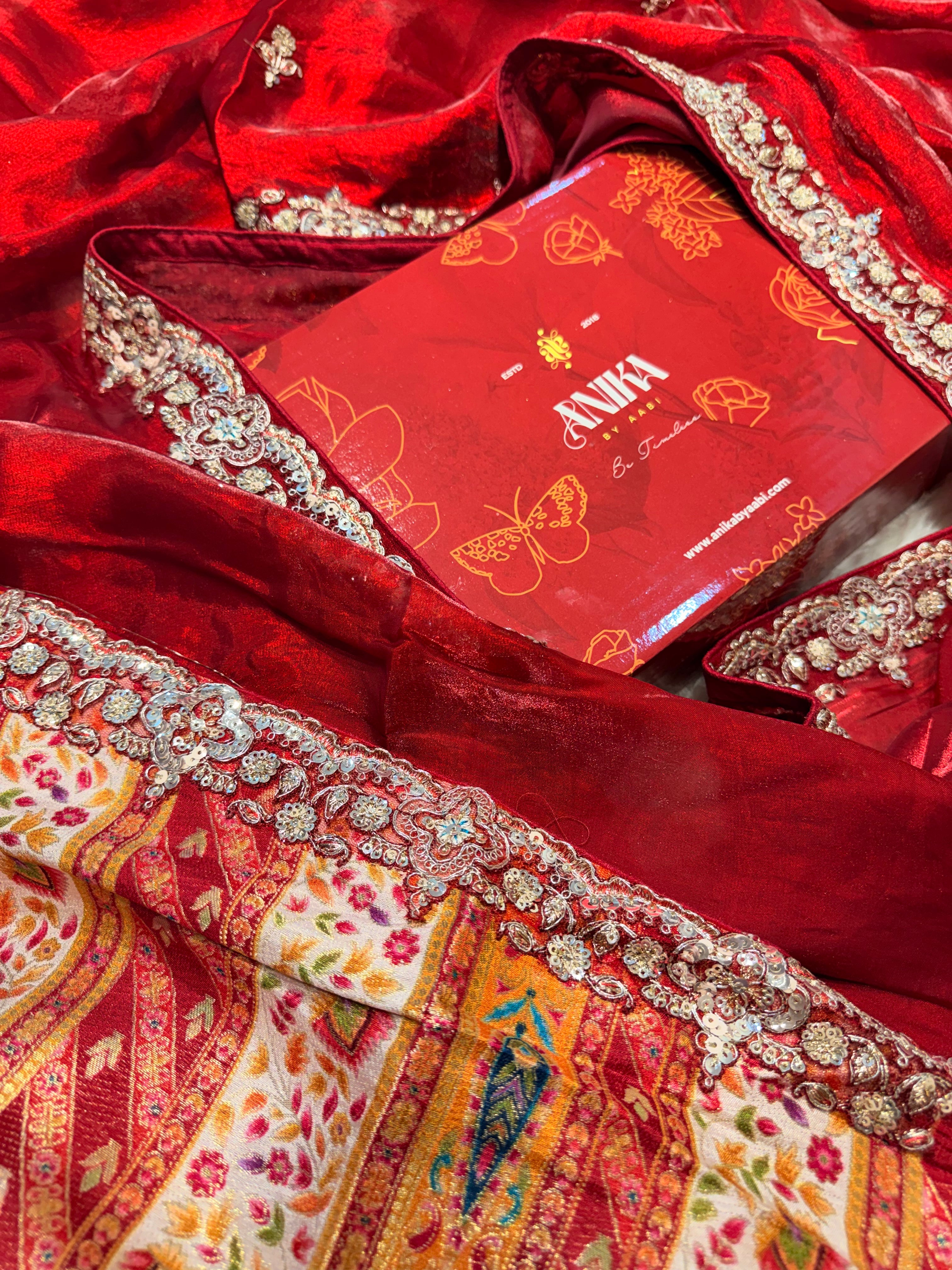 Anika's Red plum Designer Saree -Anaya Festive Edit - AA36
