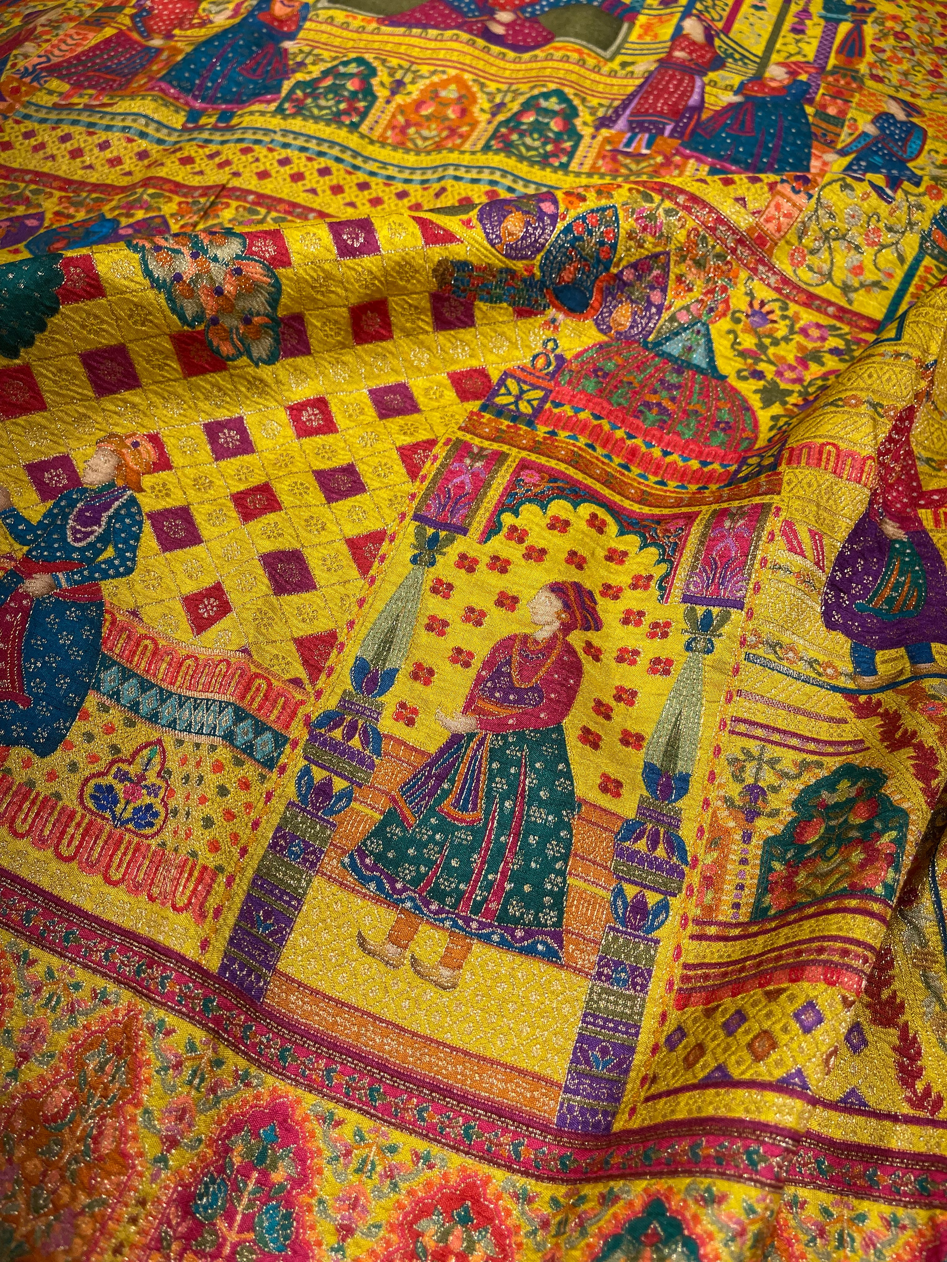 Pashmina silk saree - yellow Brocade PS02