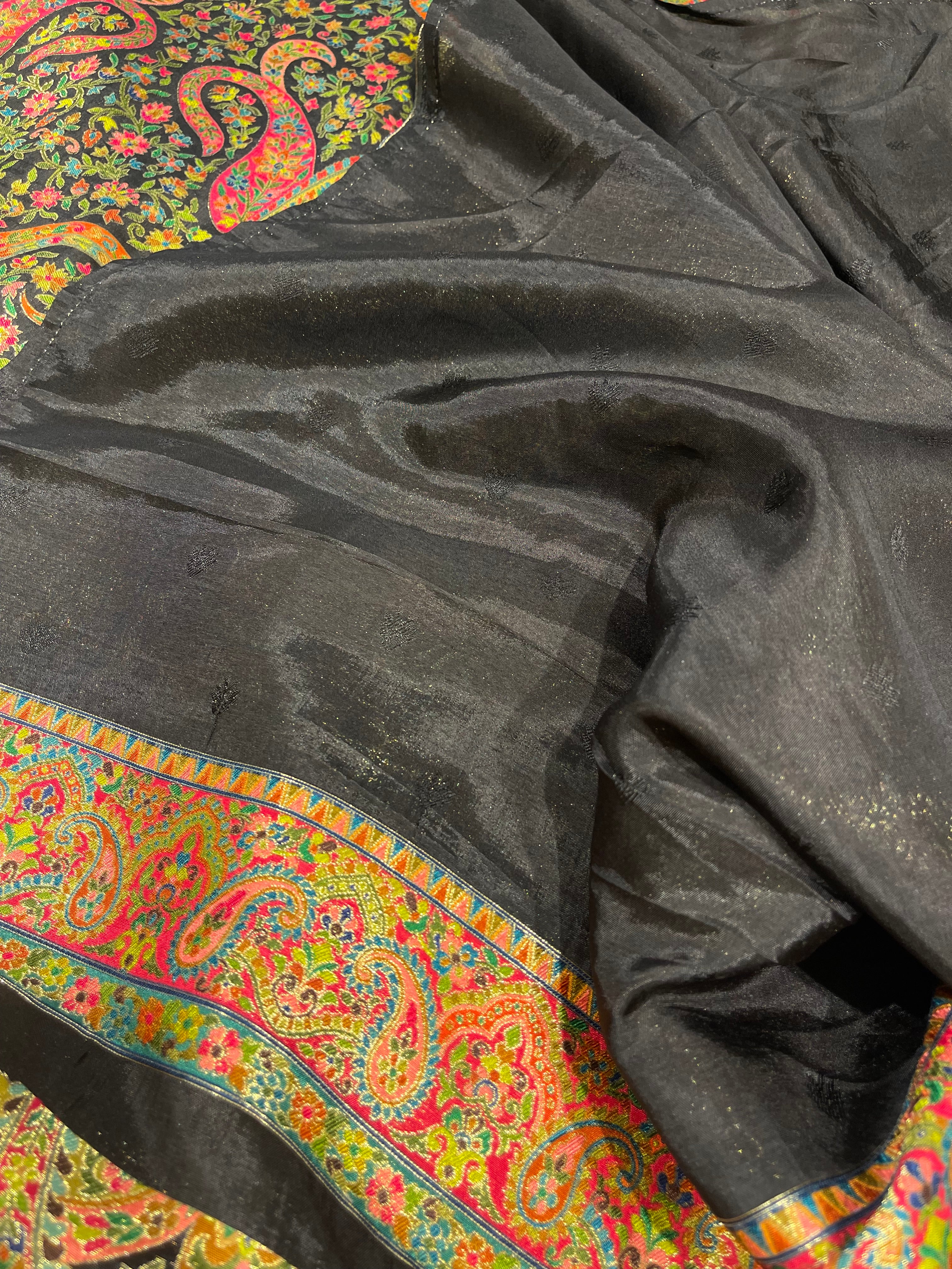 Pashmina silk saree - Black Elegance PS05