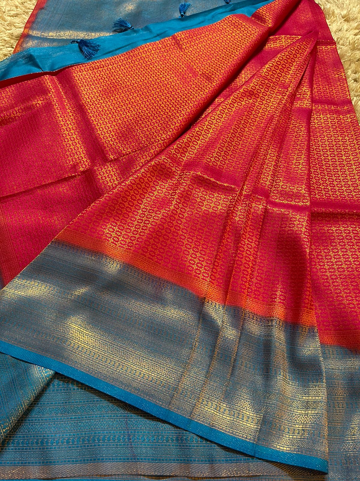 NANGAI-RANI PINK  SKY BLUE SAREE