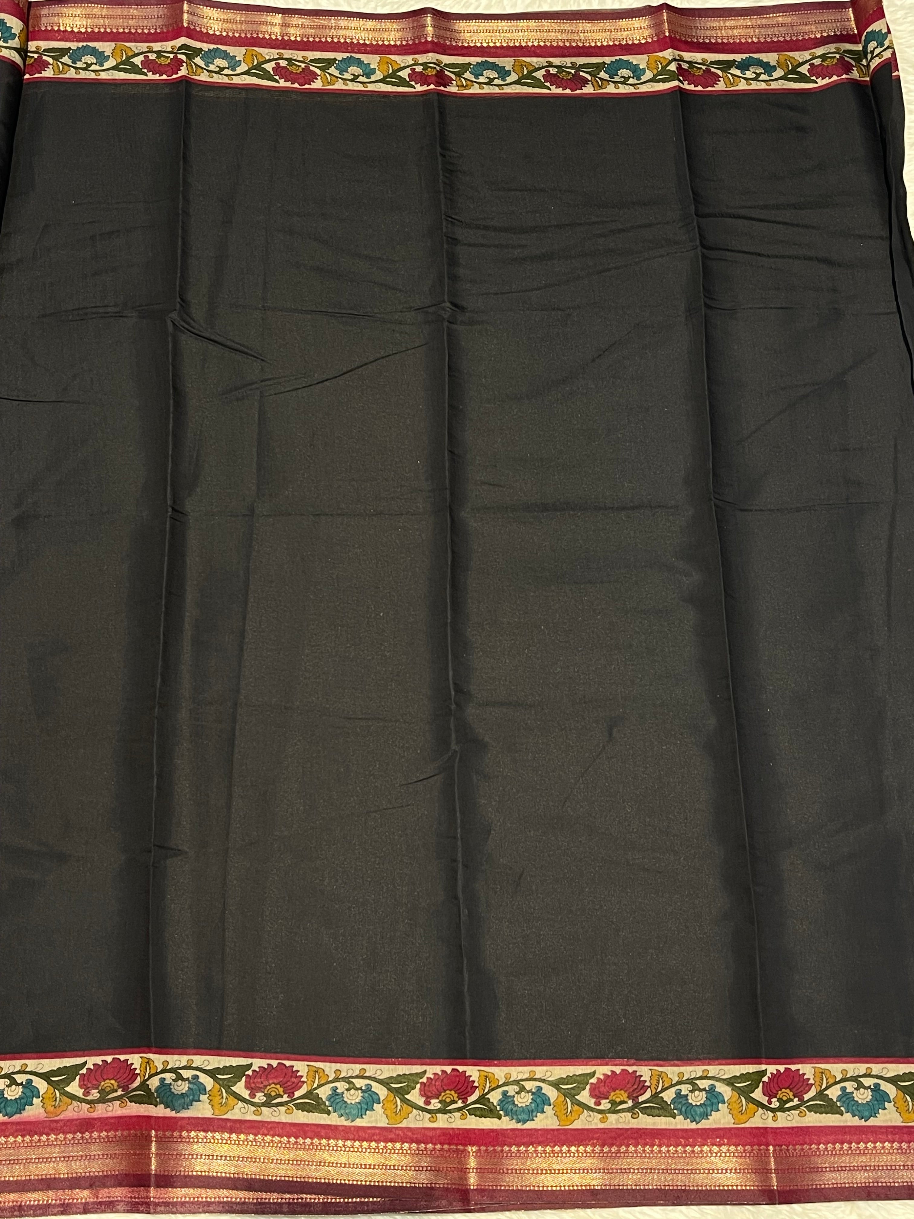 MANGALA - BLACK COTTON SILK SAREE