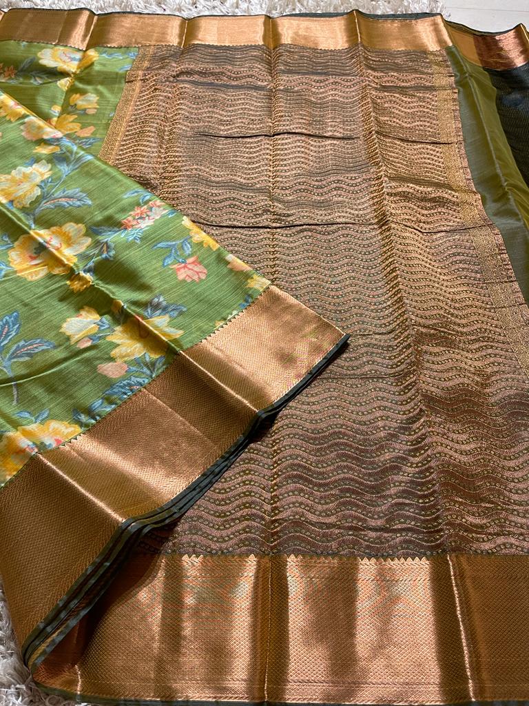 SWAYAMVARAM FLORA- GREEN SAREE