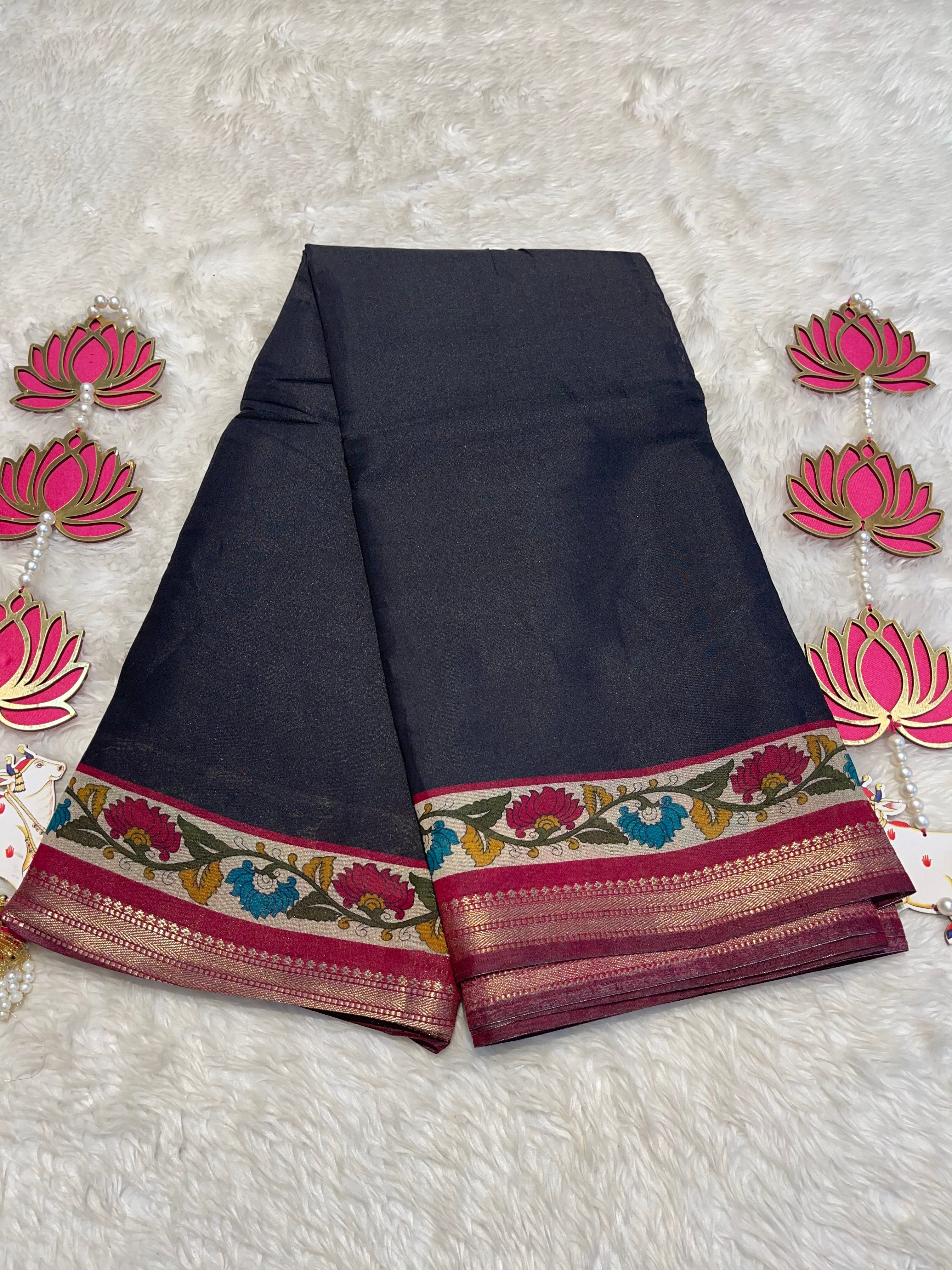 MANGALA - BLACK COTTON SILK SAREE