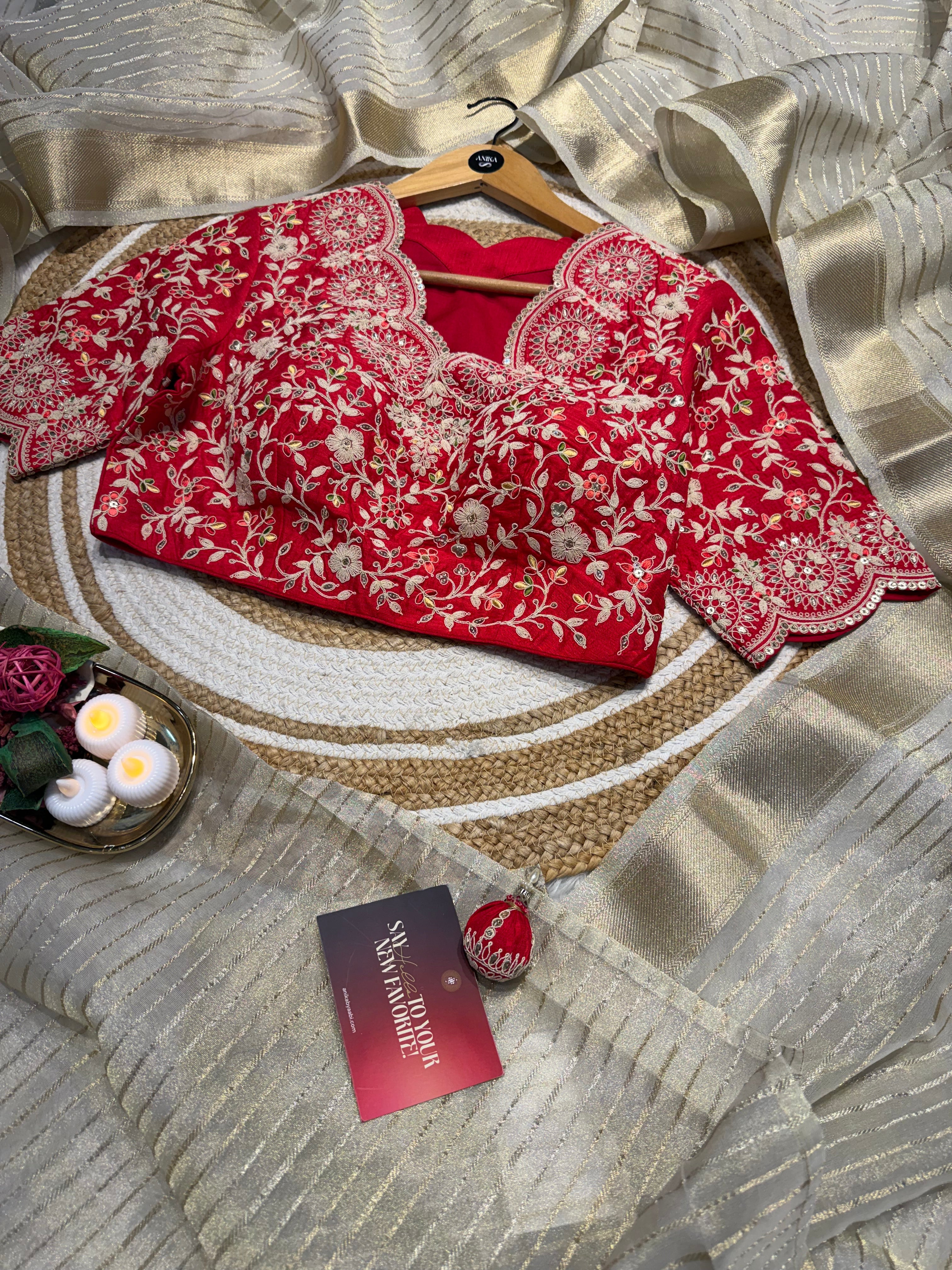 Banarasi Tissue silk with Red Blouse SSB01 - SAKHI