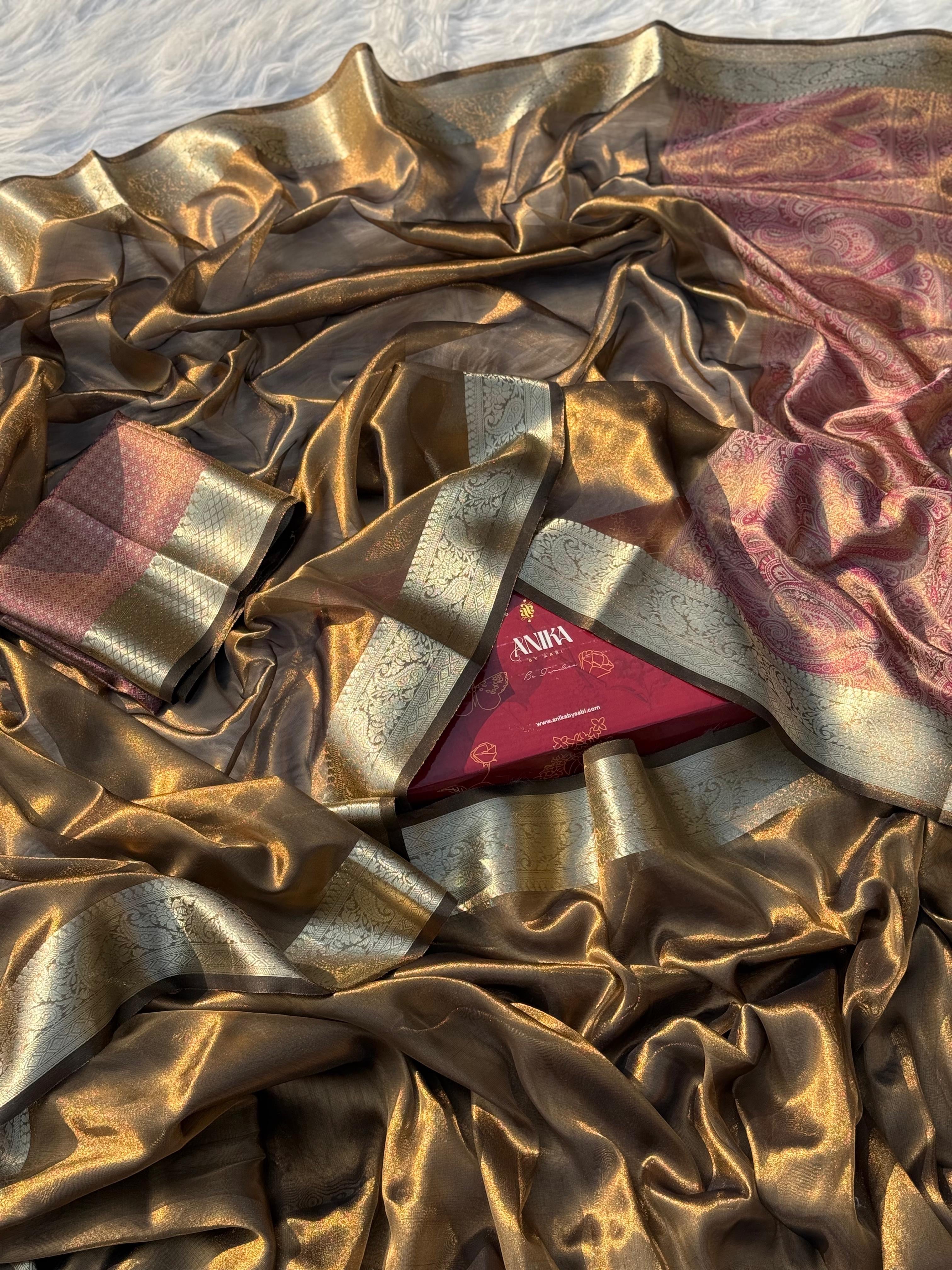 Anika’s Bronze Tissue silk saree - AB0027
