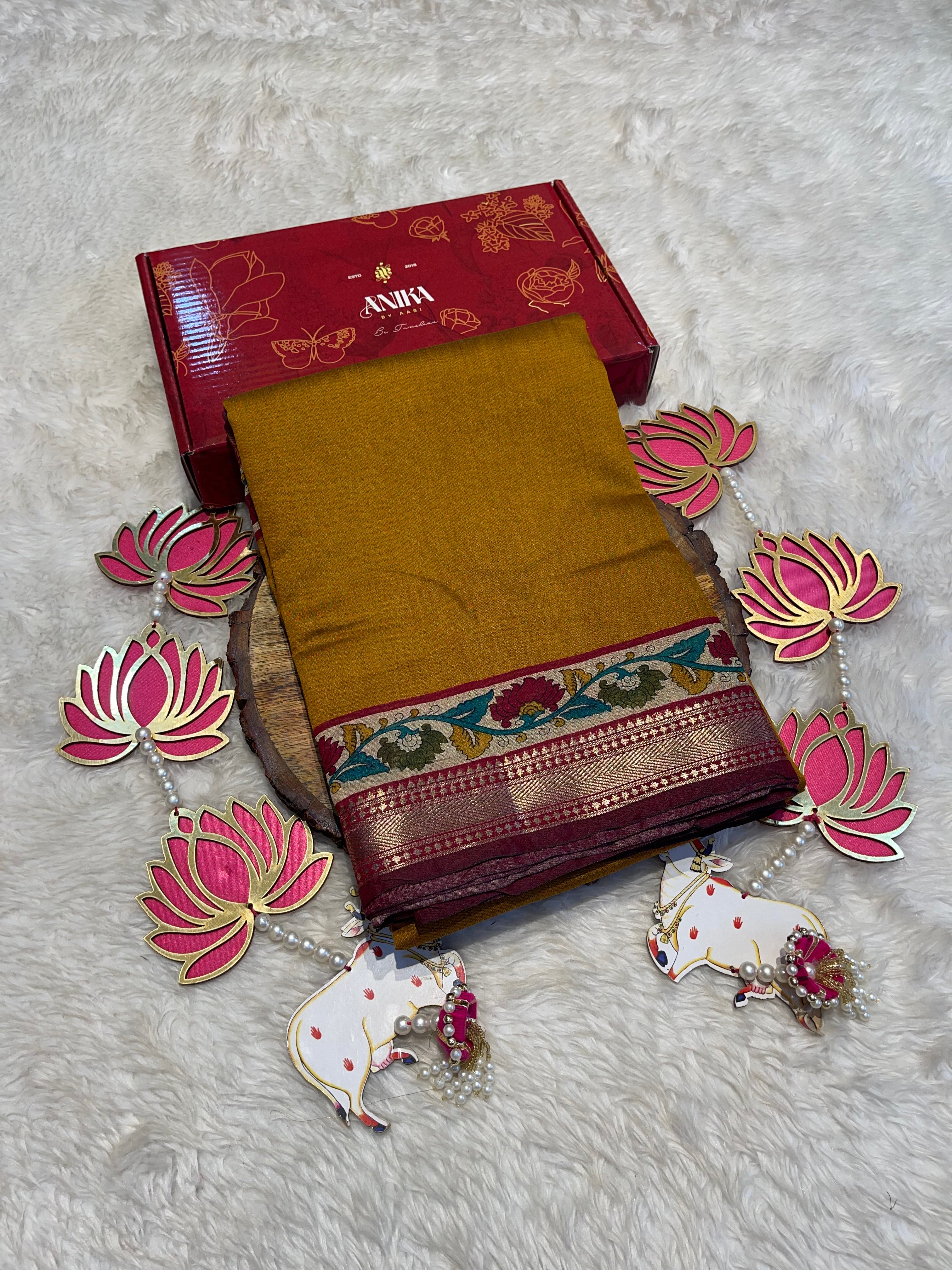 MANGALA - MUSTARD YELLOW COTTON SILK SAREEM