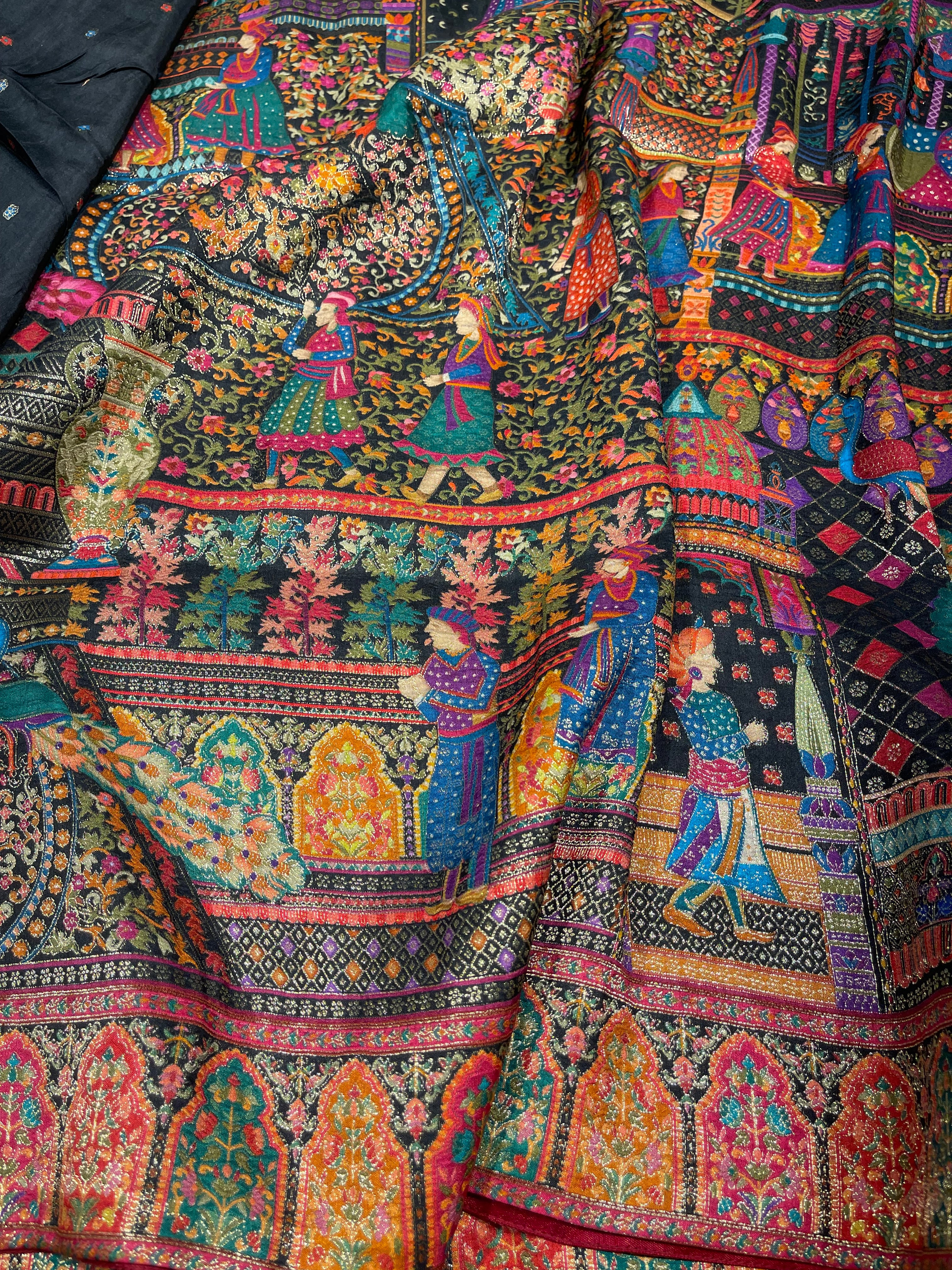 Pashmina silk saree - Black brocade PS01