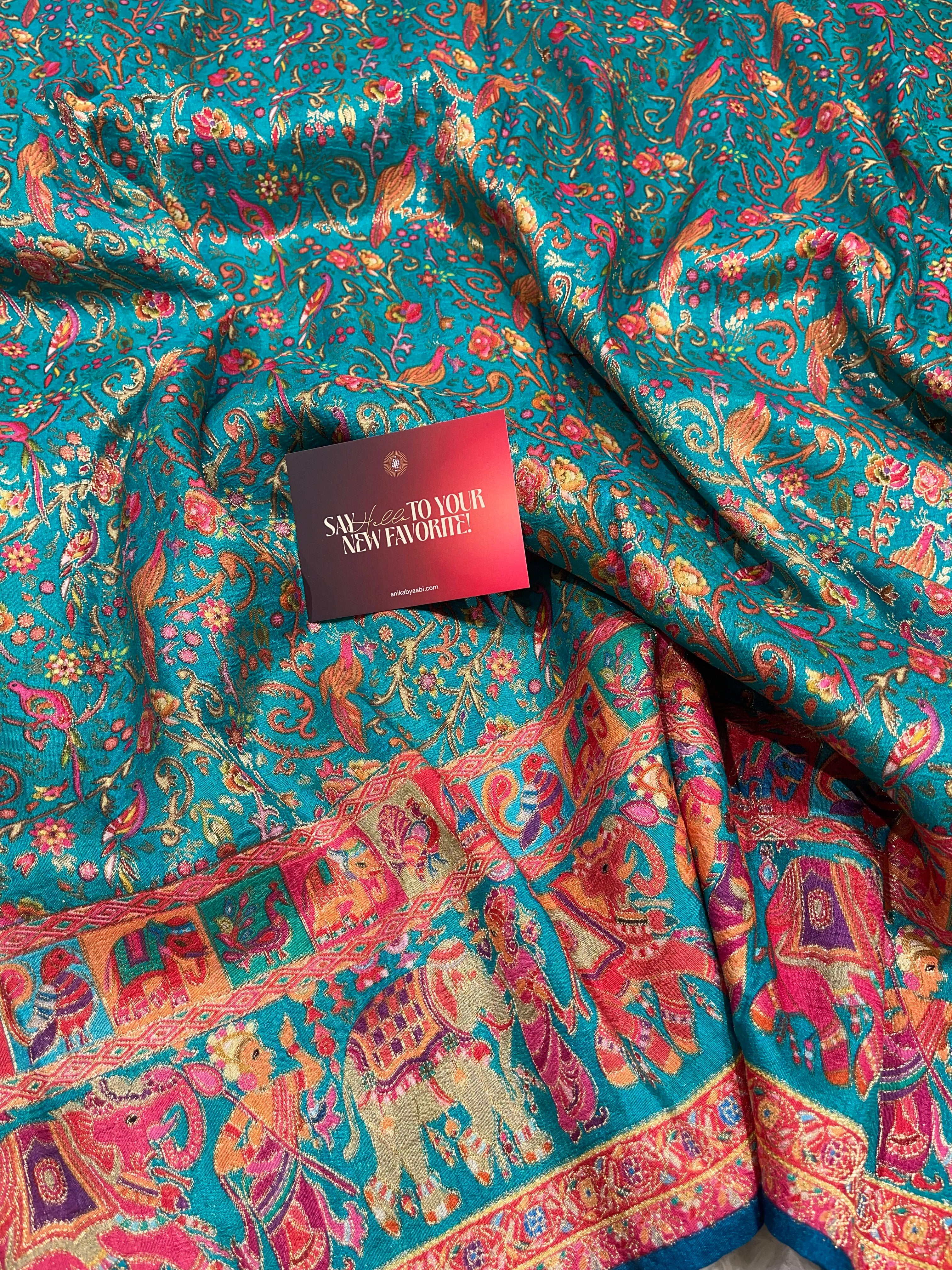 Pashmina Pure Munga silk saree - RAMABLUE