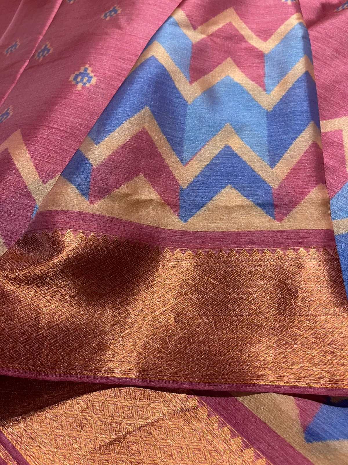 TUSSAR WITH SEMI KANCHI-PASTEL PINK SAREE