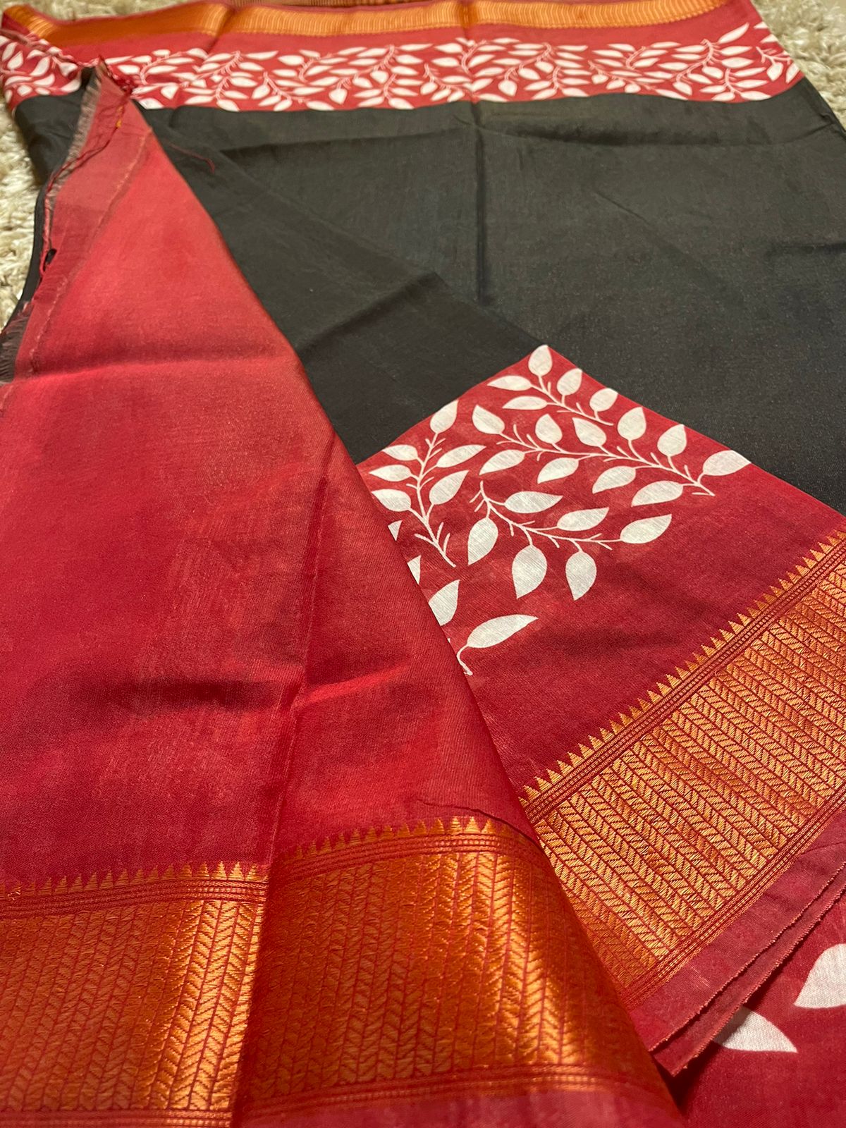 VIHA - BLACK WITH BRICKRED SAREE