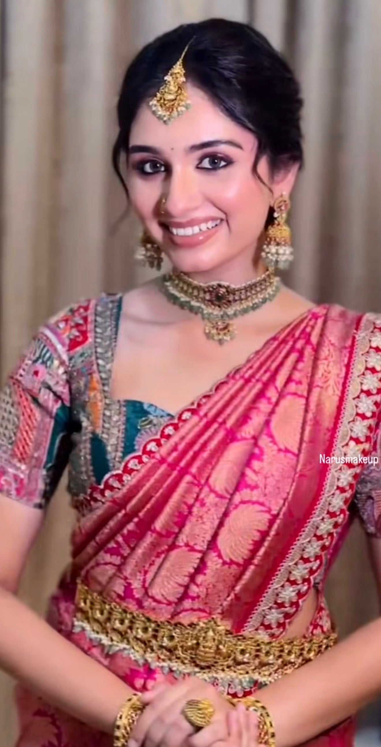 Rani Pink Brocade Banarasi Silk Saree With Lace