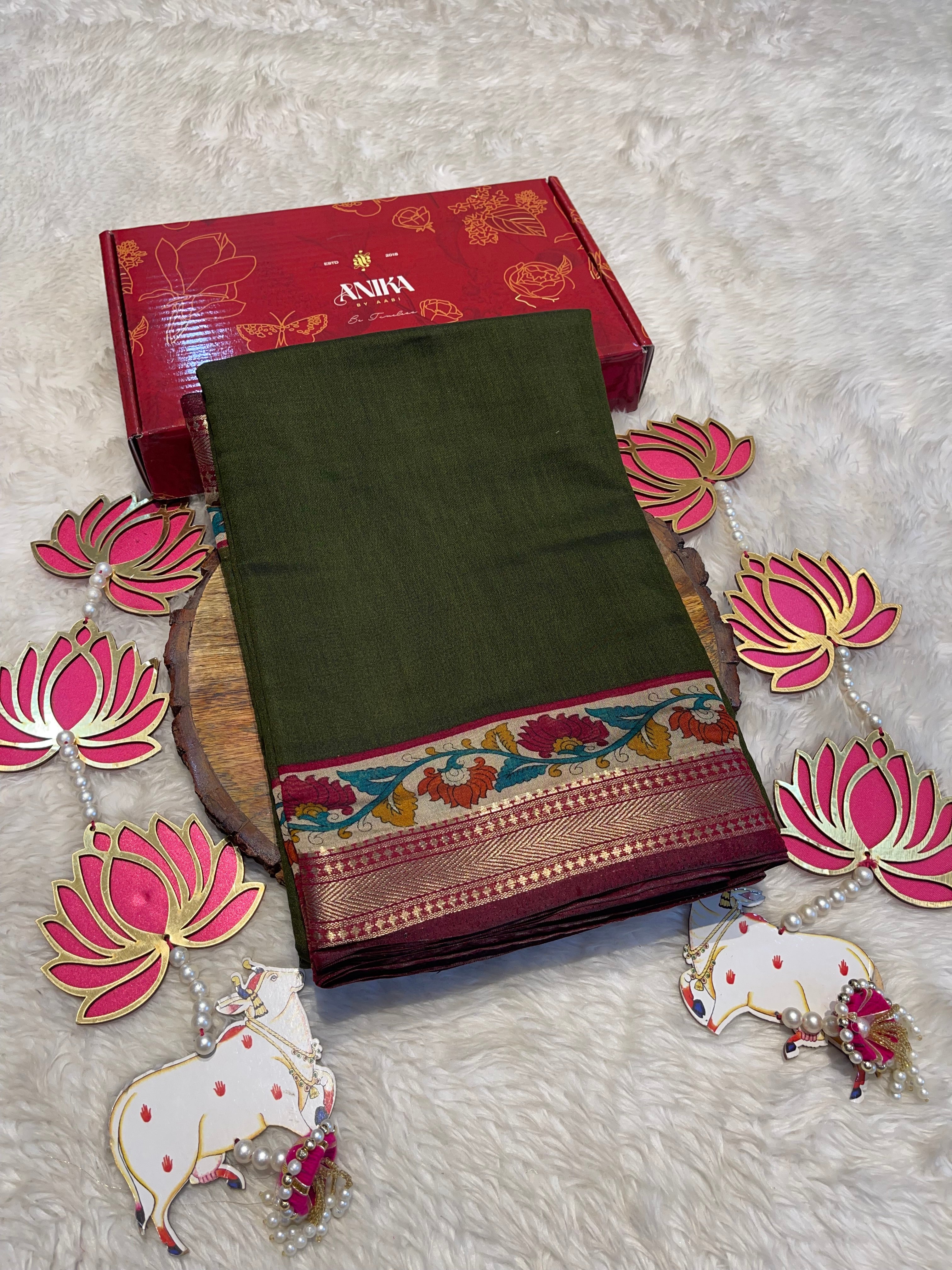 MANGALA - GREEN COTTON SILK SAREE