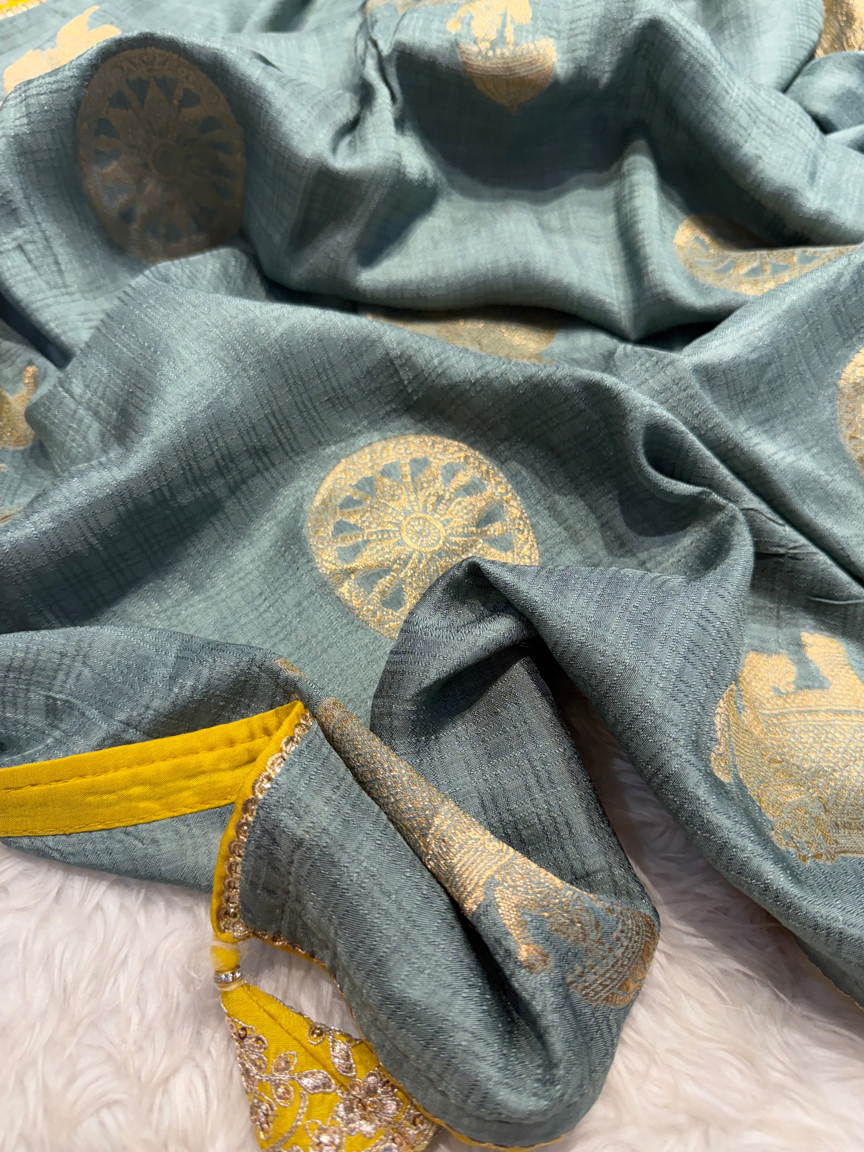 Semi Tussar silk saree SSB02 - SAKHI