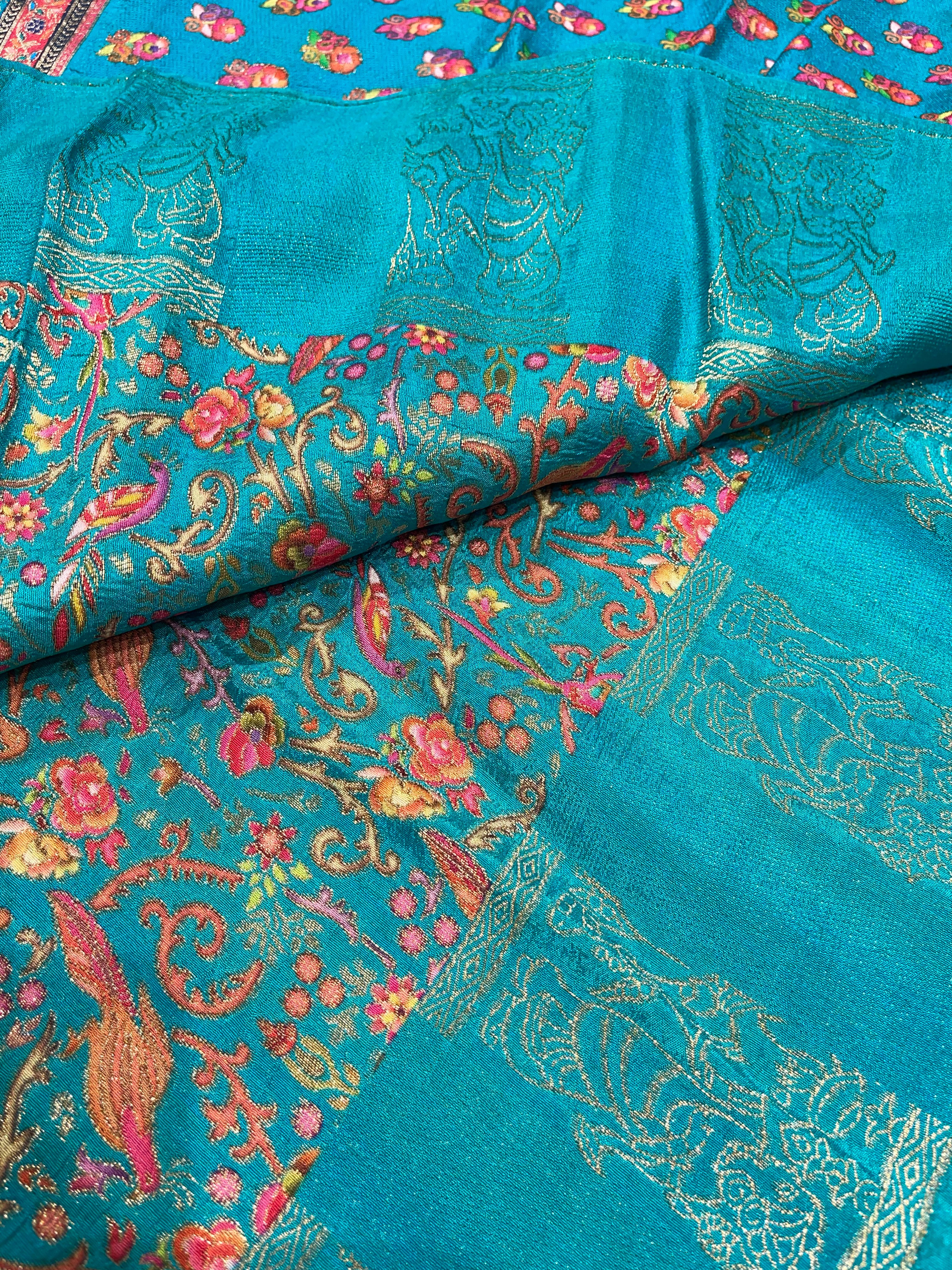 Pashmina Pure Munga silk saree - RAMABLUE