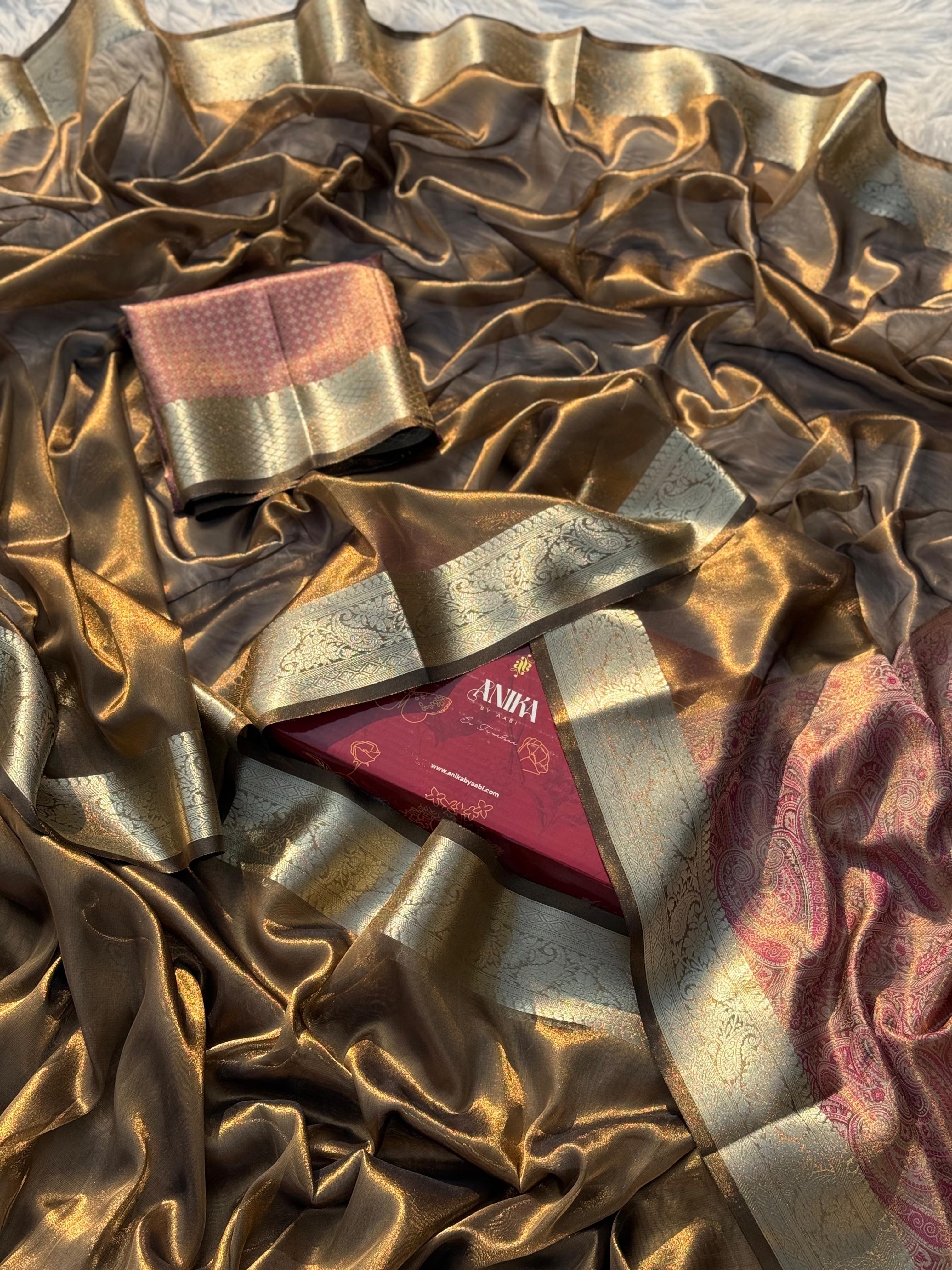 Anika’s Bronze Tissue silk saree - AB0027