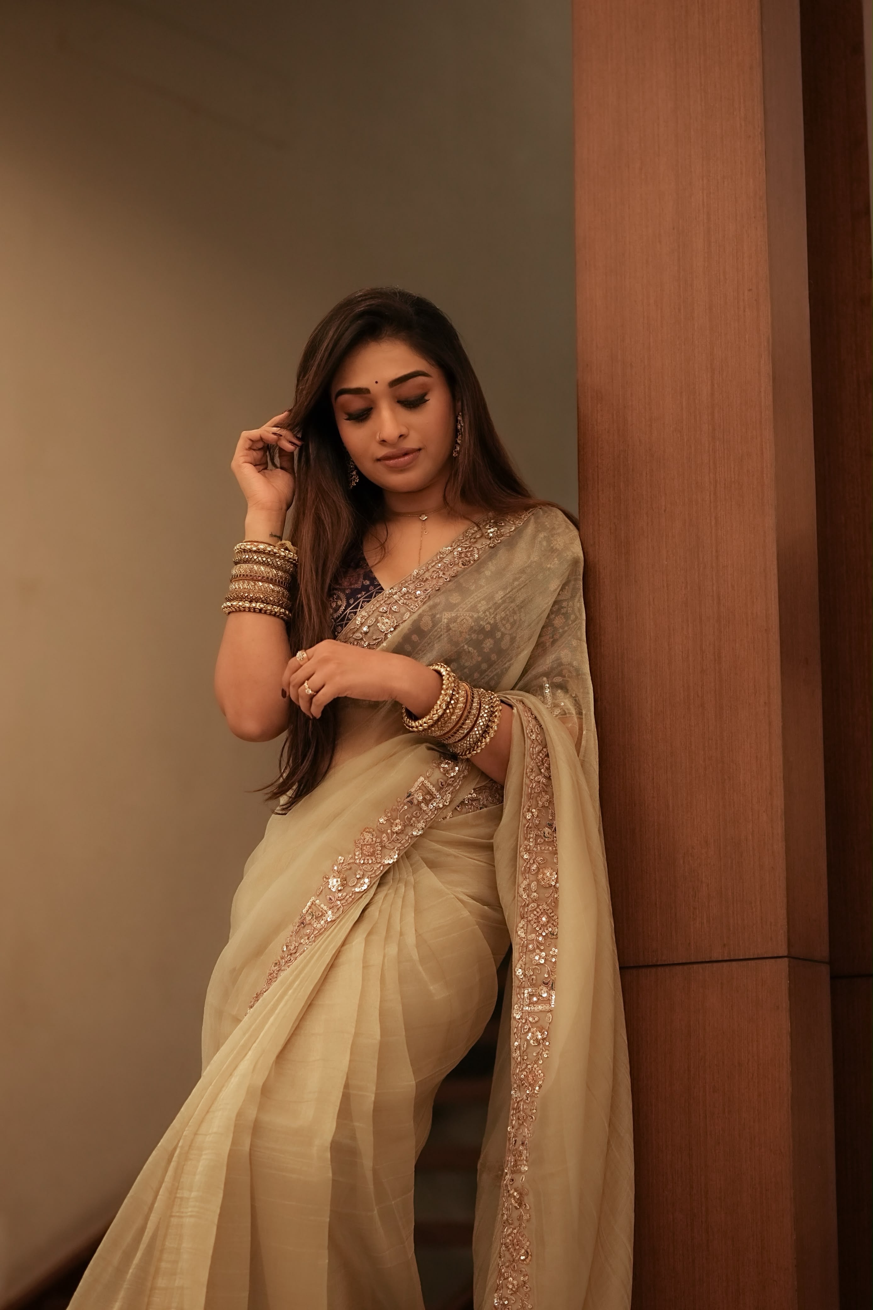 Beige Designer Saree -Anaya Festive Edit - AA32