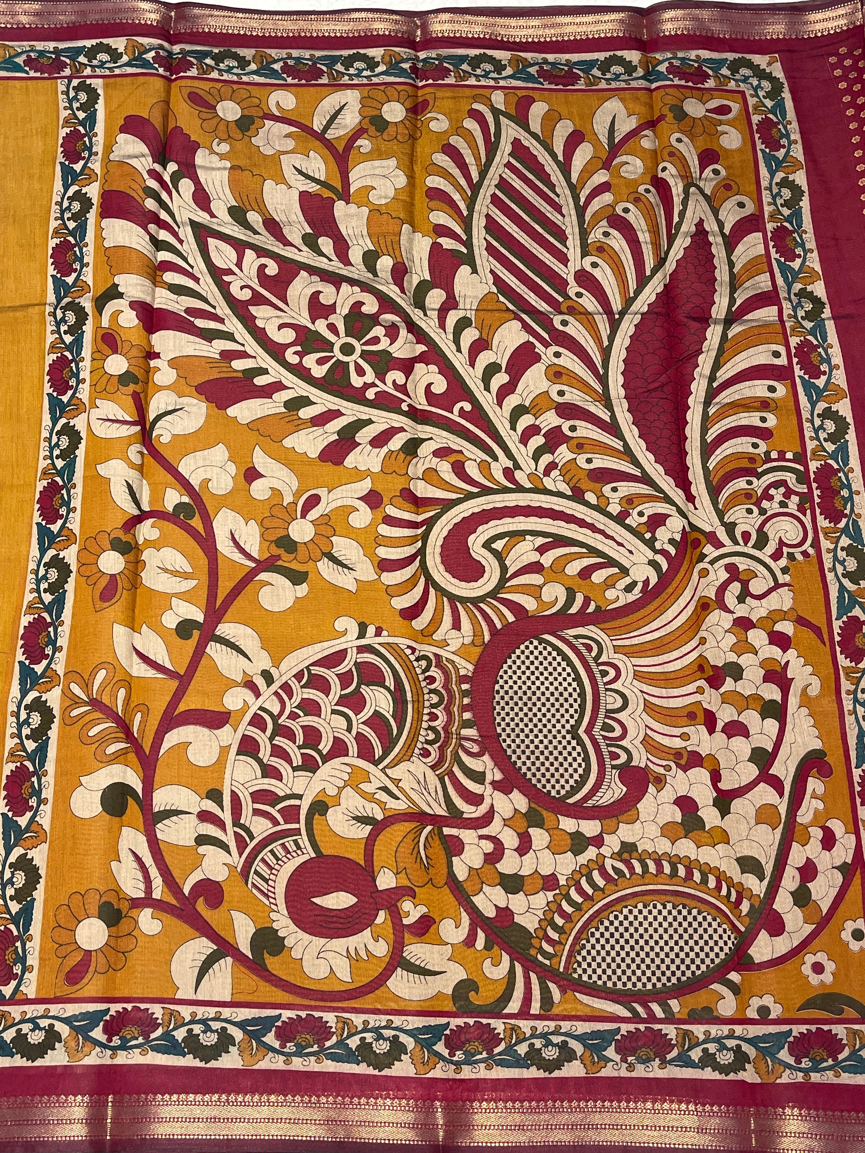 MANGALA - MUSTARD YELLOW COTTON SILK SAREEM