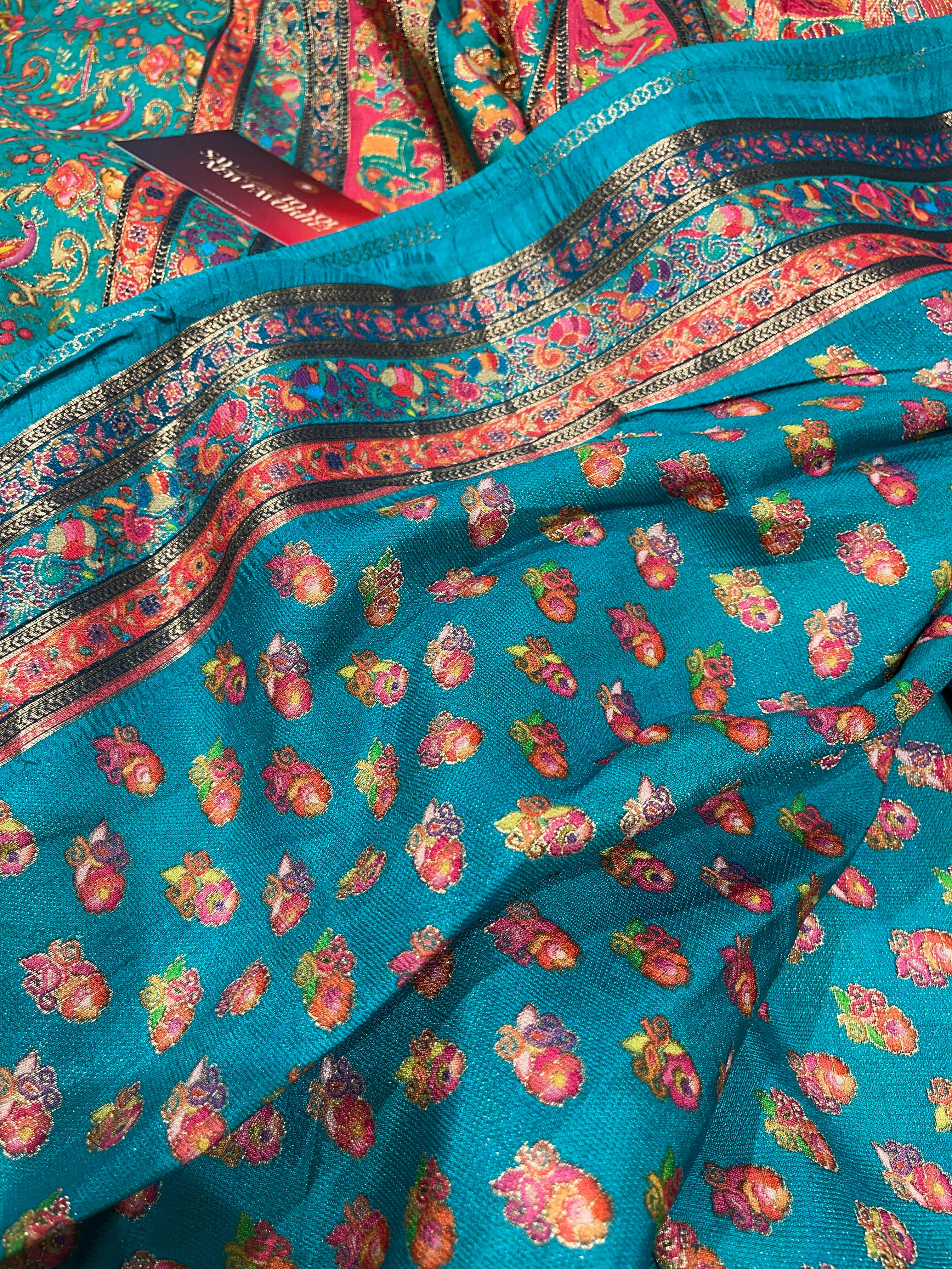 Pashmina Pure Munga silk saree - RAMABLUE