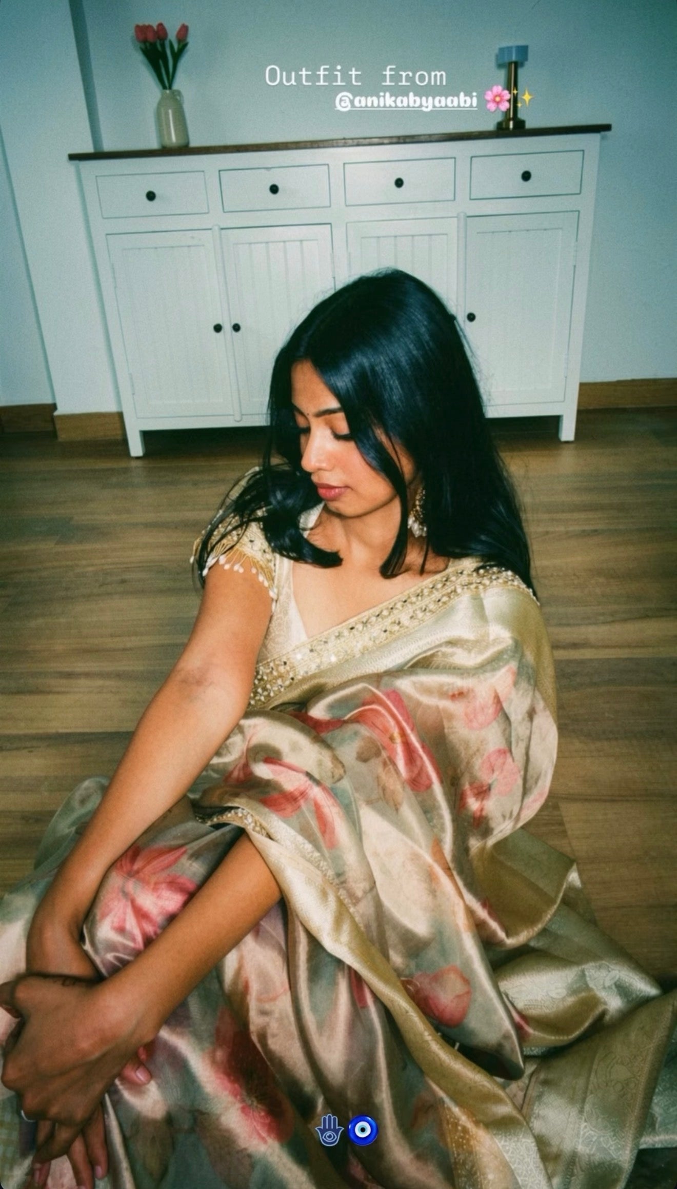Floral Pastel Blue Dual Tone Tissue Lace Silk Saree SJ