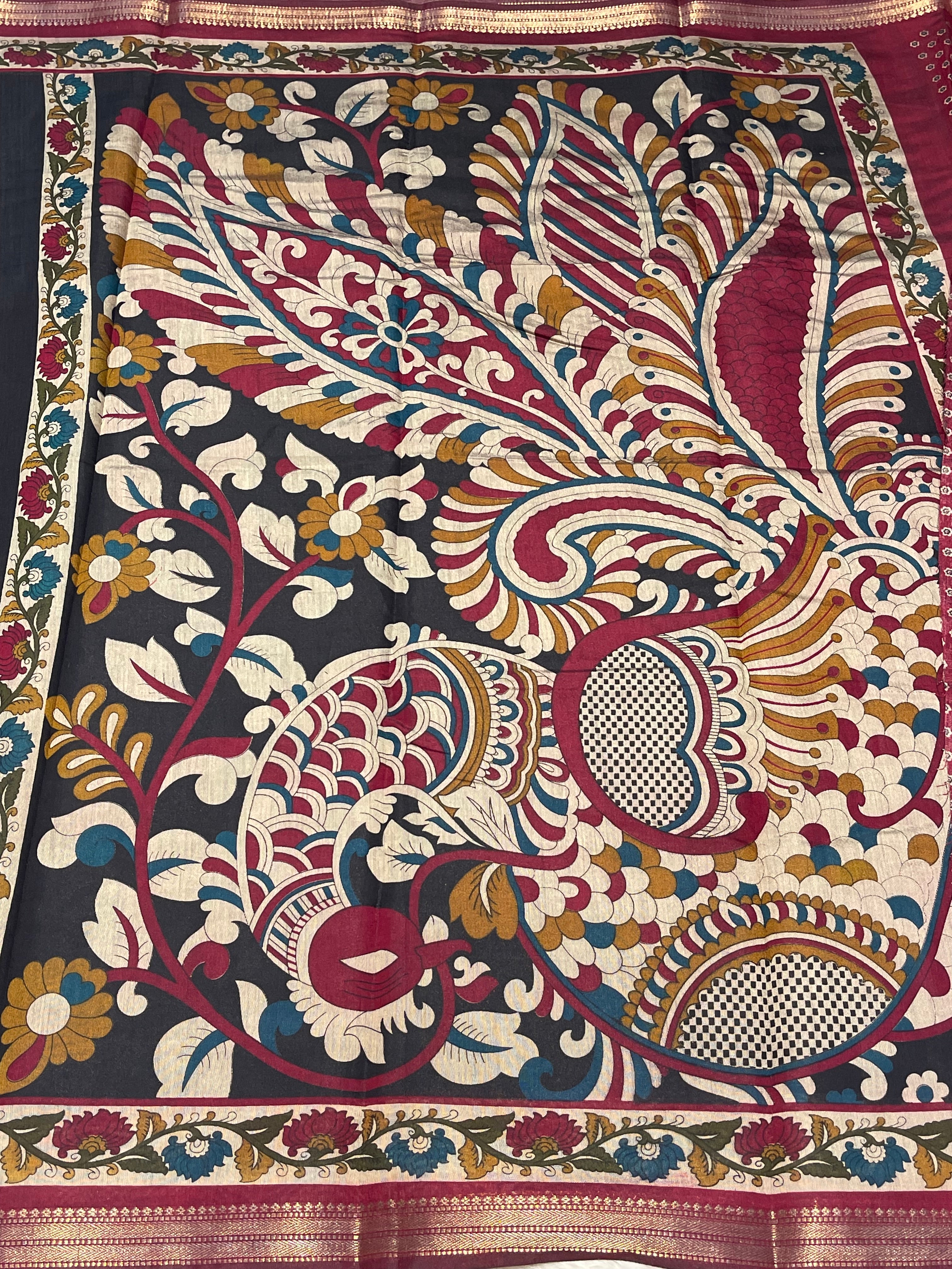 MANGALA - BLACK COTTON SILK SAREE