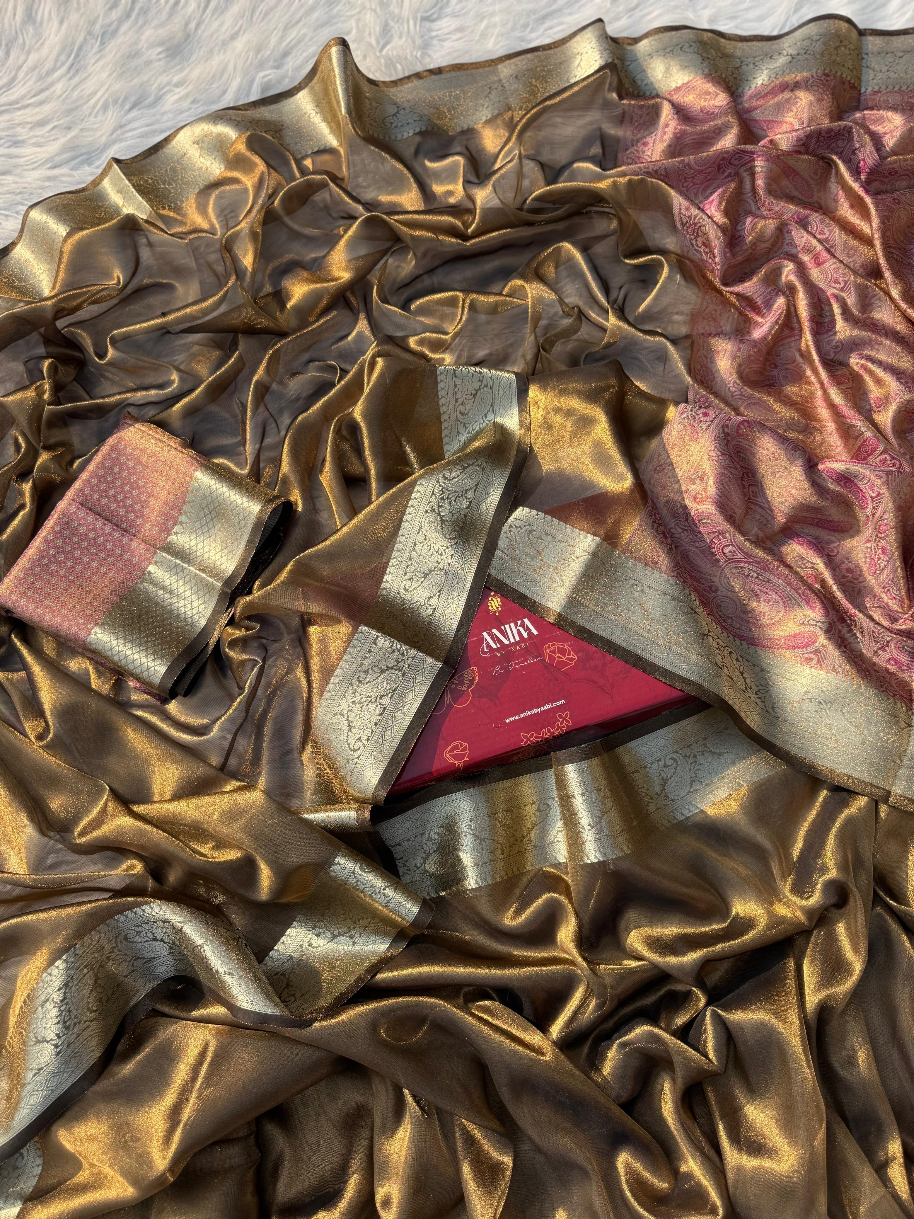 Anika’s Bronze Tissue silk saree - AB0027