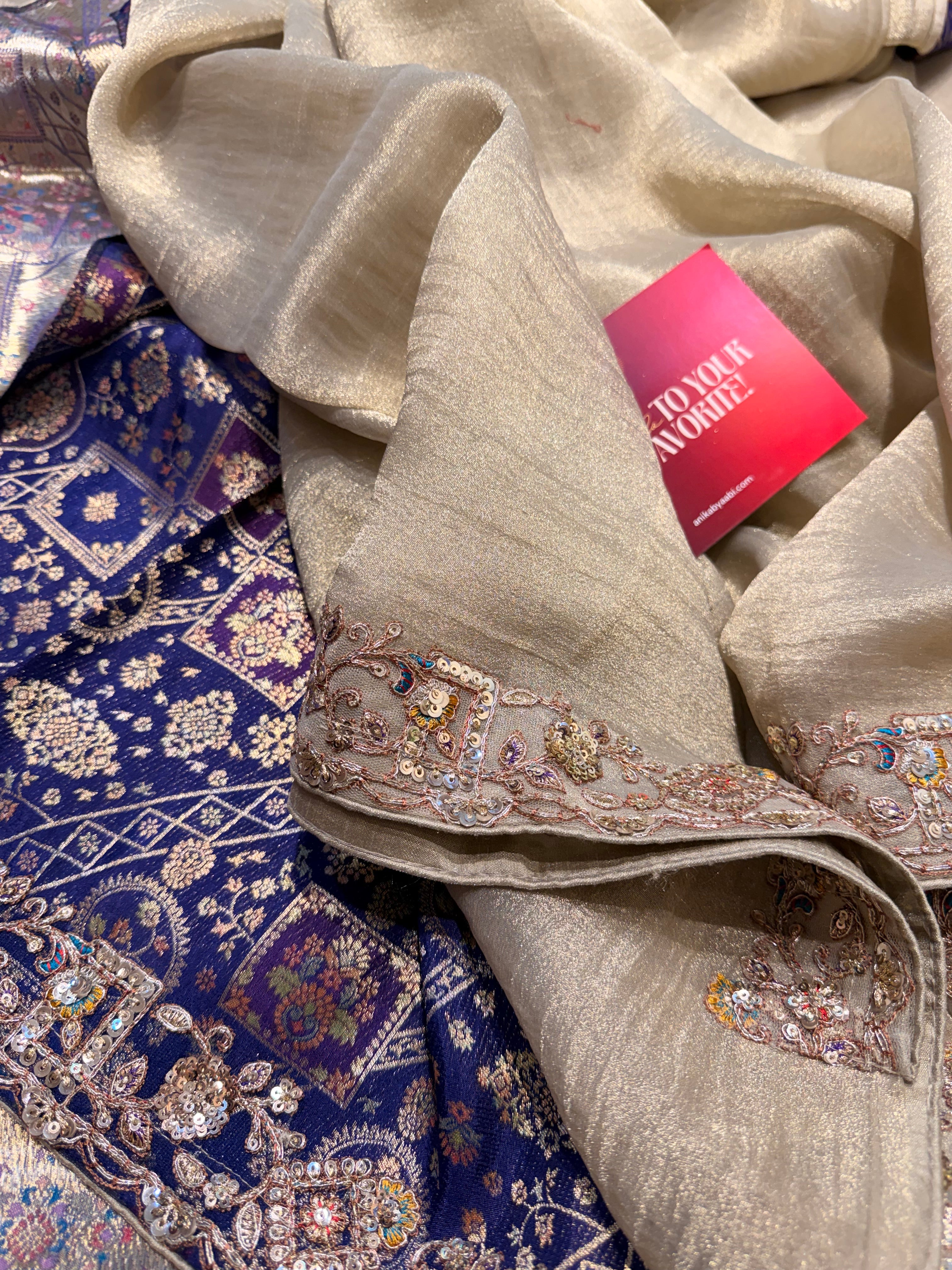 Anika's Beige Designer Saree -Anaya Festive Edit - AA32