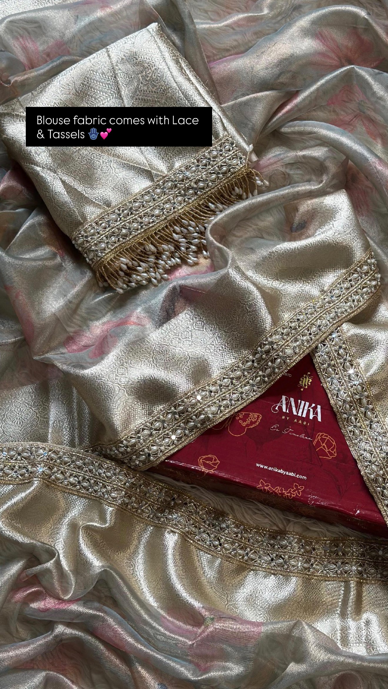 Floral Pastel Blue Dual Tone Tissue Lace Silk Saree SJ