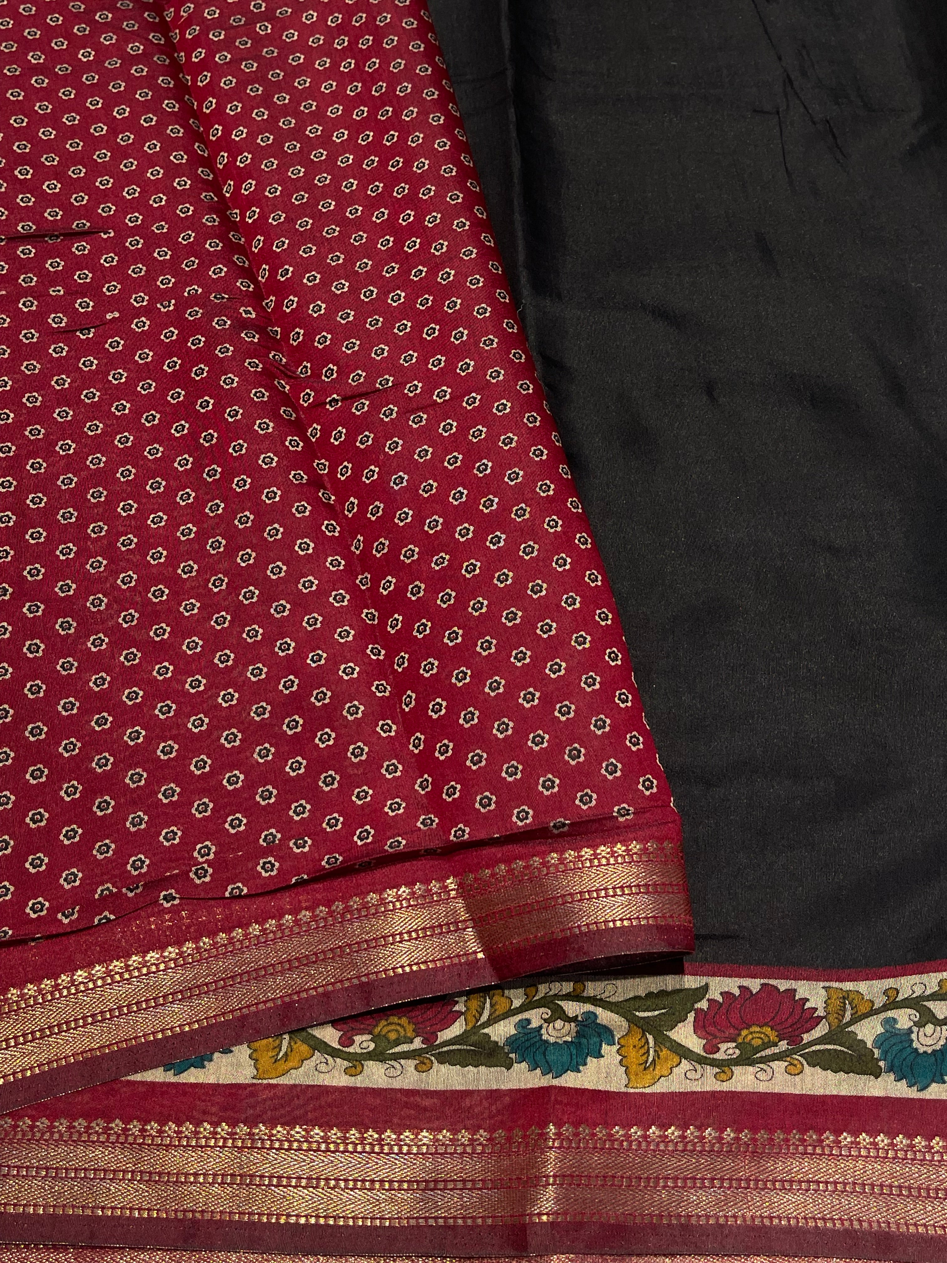 MANGALA - BLACK COTTON SILK SAREE